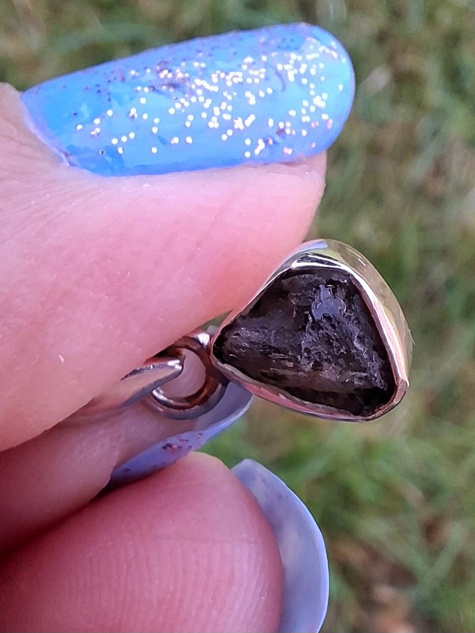 Moldavite Pendant, 925 Silver, Tektite (Ref: P57)