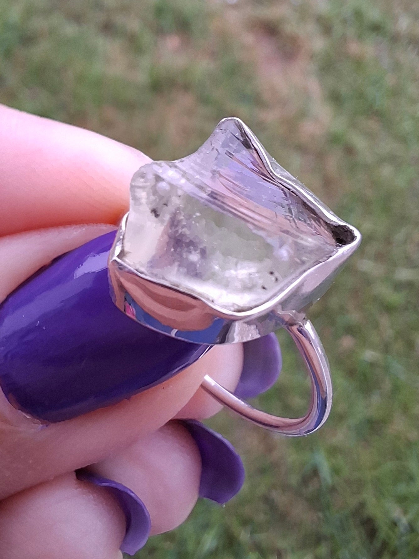 Libyan Desert Glass Ring, size P, 925 Silver, Tektite (Ref: LR26)