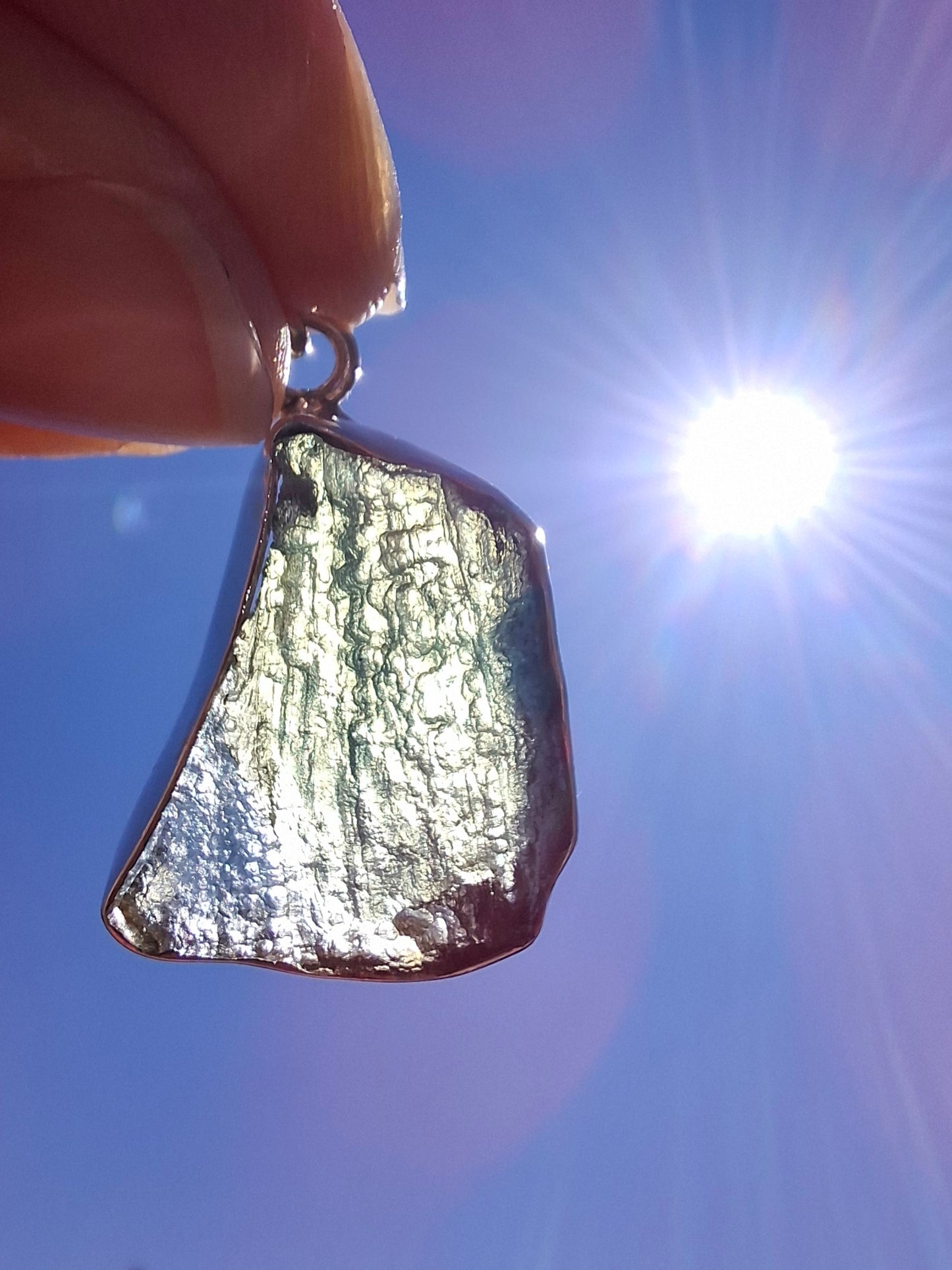 Moldavite Pendant, 925 Silver, Tektite (Ref: P432)