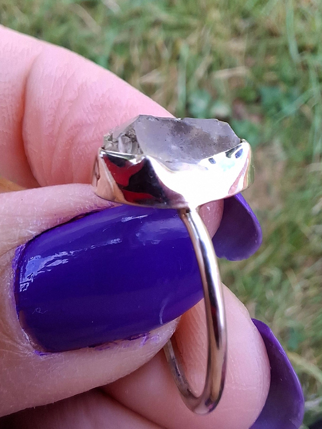 Libyan Desert Glass Ring, size large M, 925 Silver, Tektite (Ref: LR20)