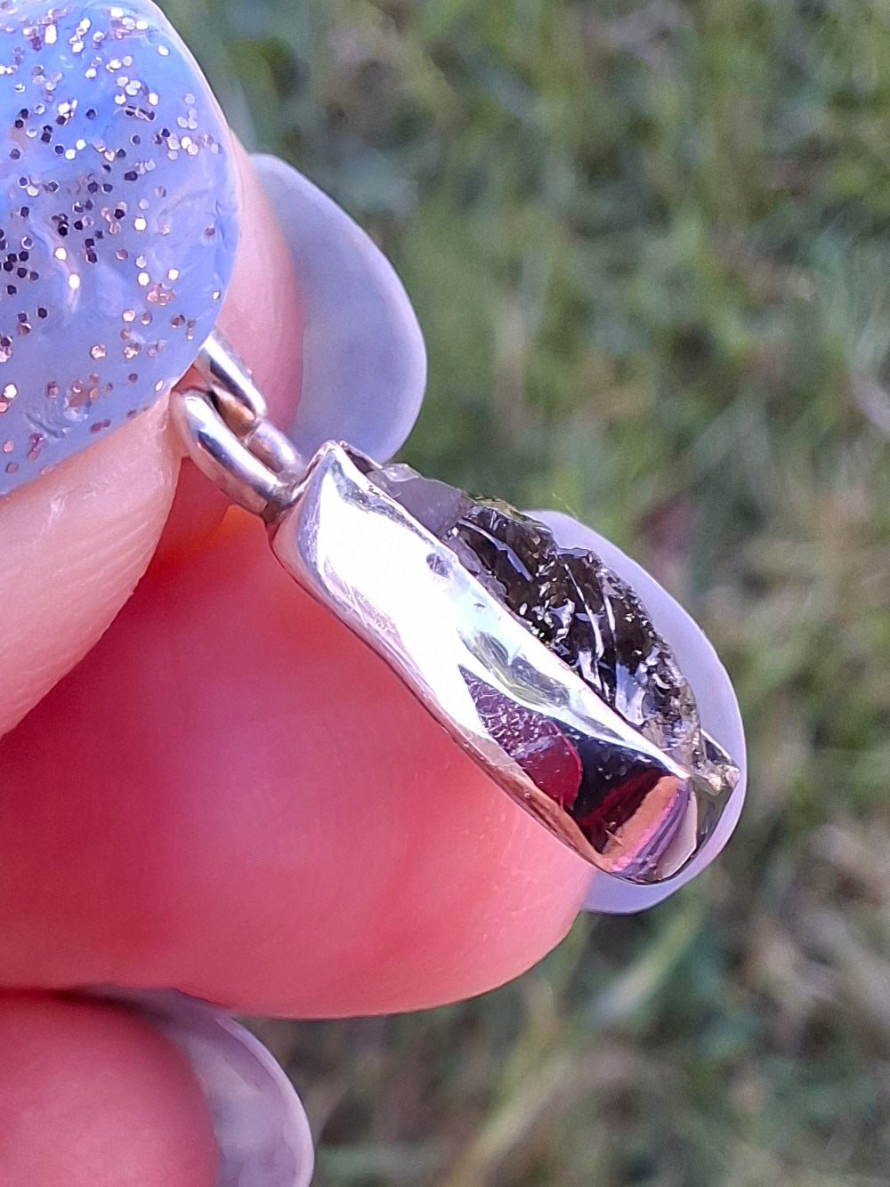 Moldavite Piece, 925 Silver, Tektite (Ref: P90)