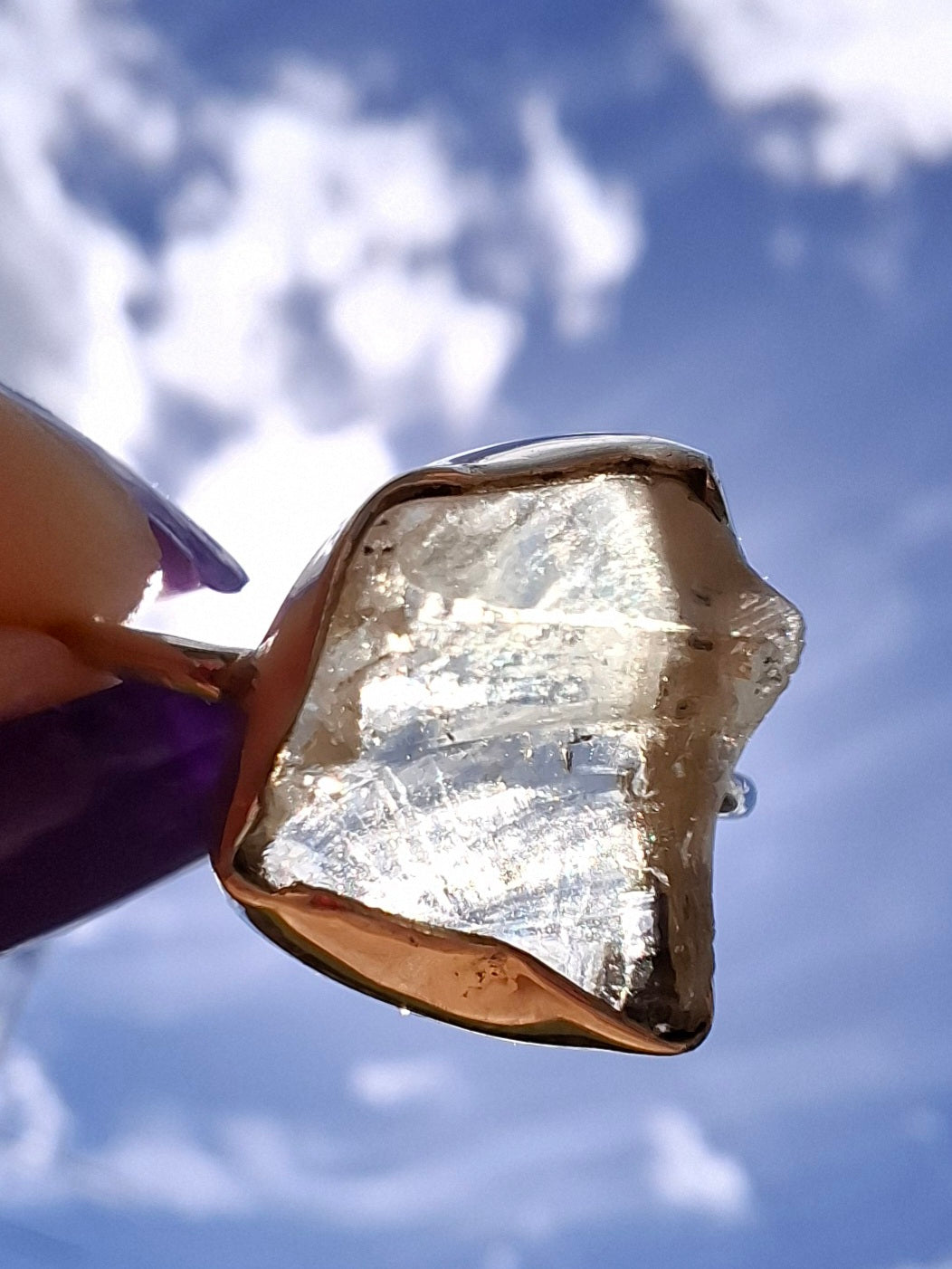 Libyan Desert Glass Ring, size P, 925 Silver, Tektite (Ref: LR26)