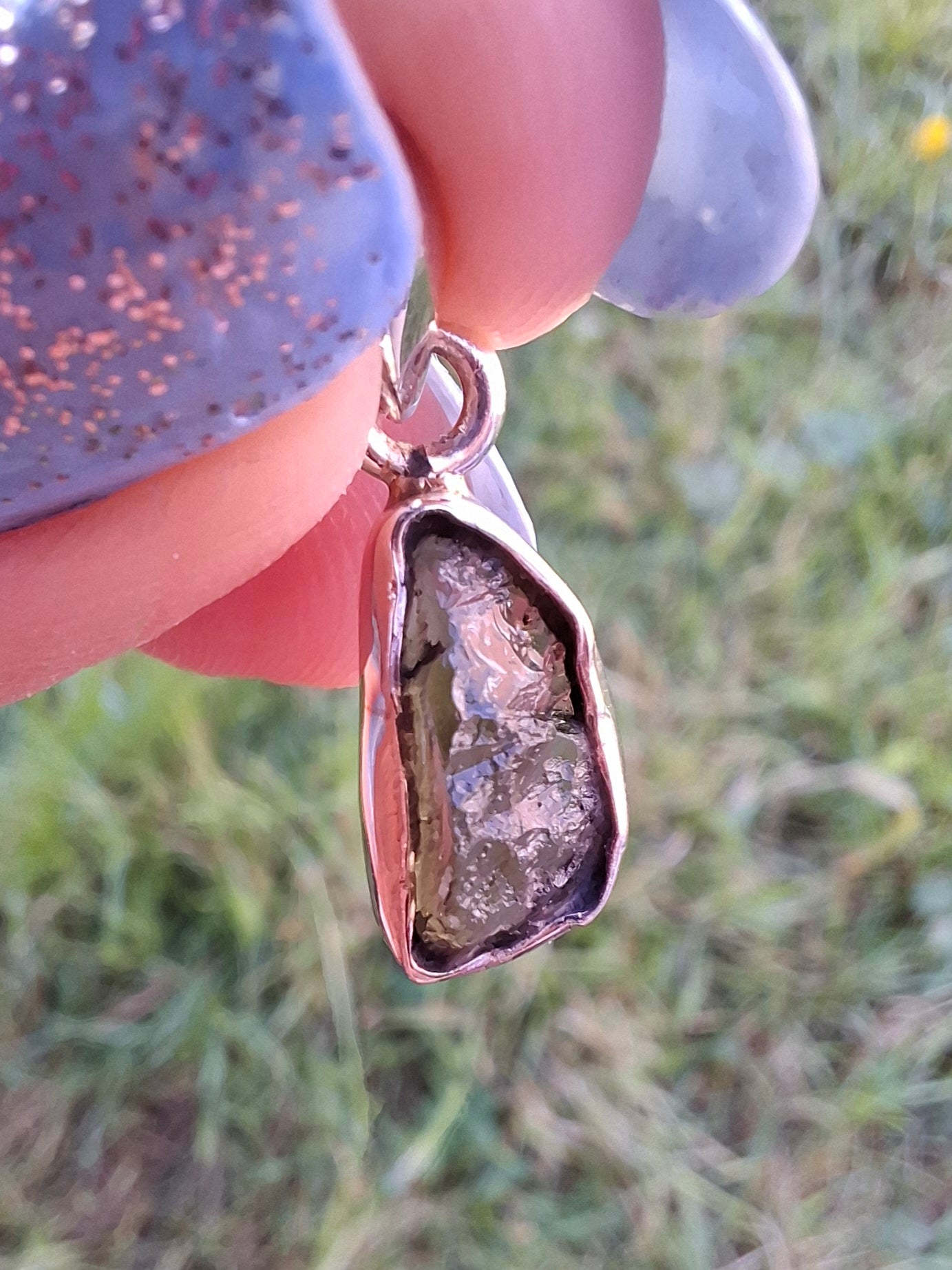 Moldavite Piece, 925 Silver, Tektite (Ref: P90)