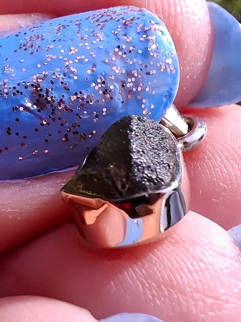 Moldavite Pendant, 925 Silver, Tektite (Ref: P59)