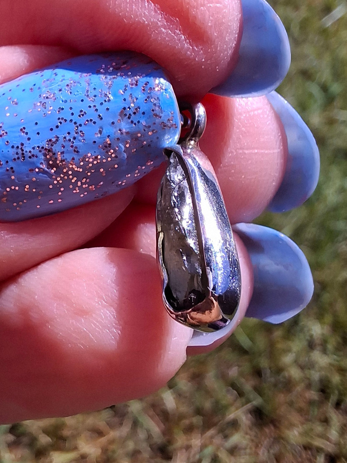 Moldavite Pendant, 925 Silver, Tektite (Ref: P95)