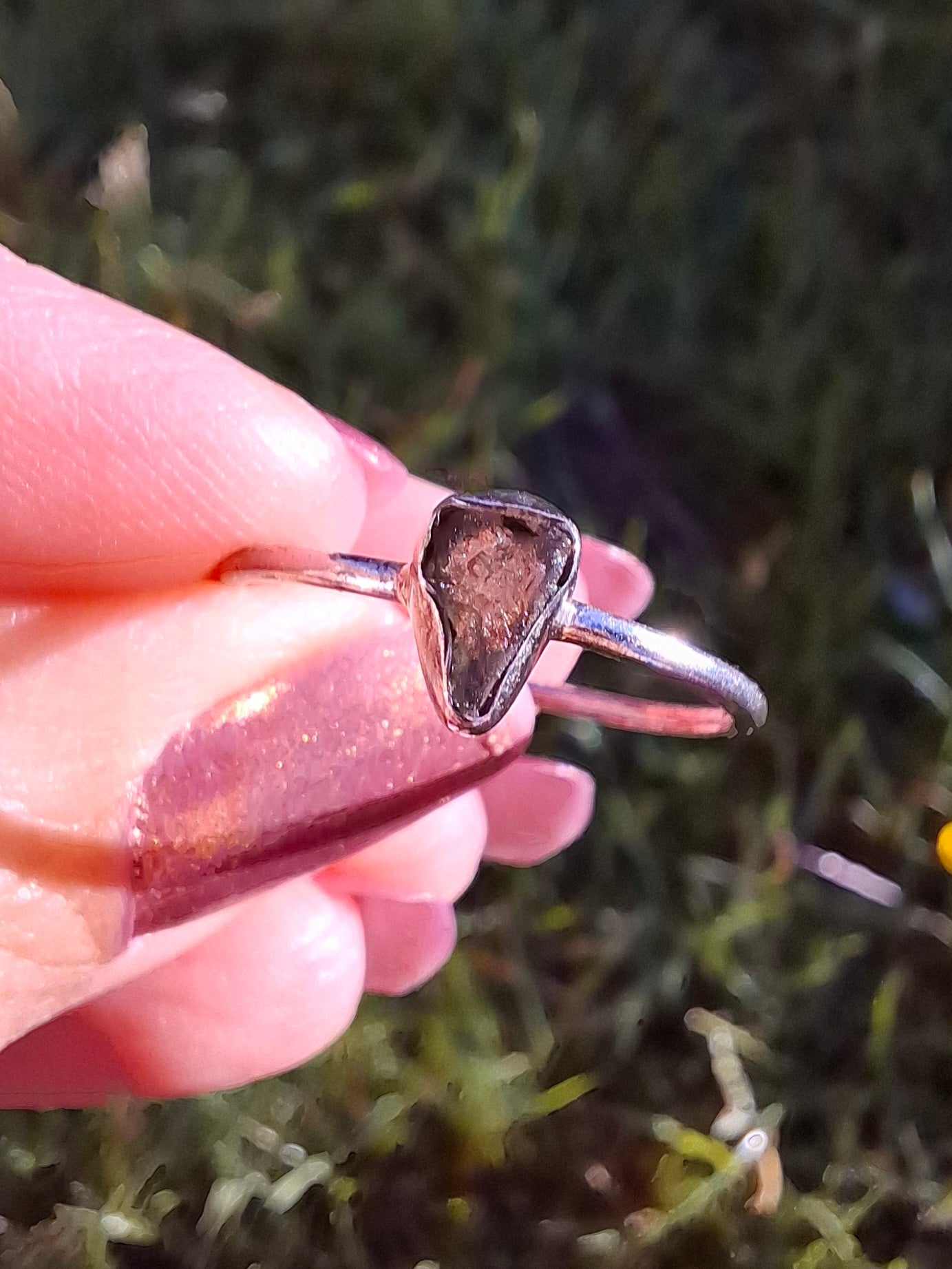 Moldavite Ring, size Q, 925 Silver, Tektite (Ref: R46)