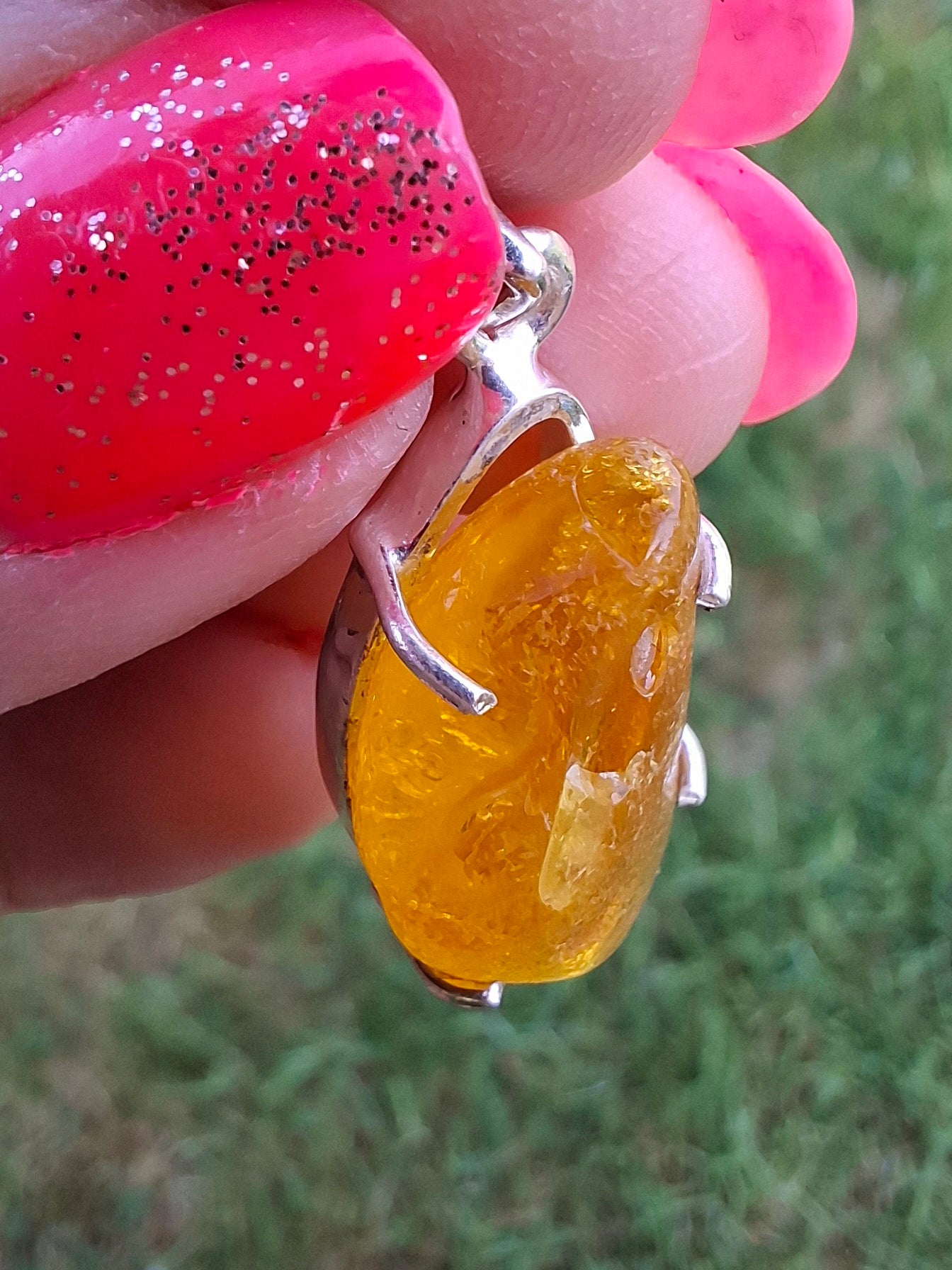 Baltic Amber Pendant, 925 Silver, Fossil (Ref: AP14)
