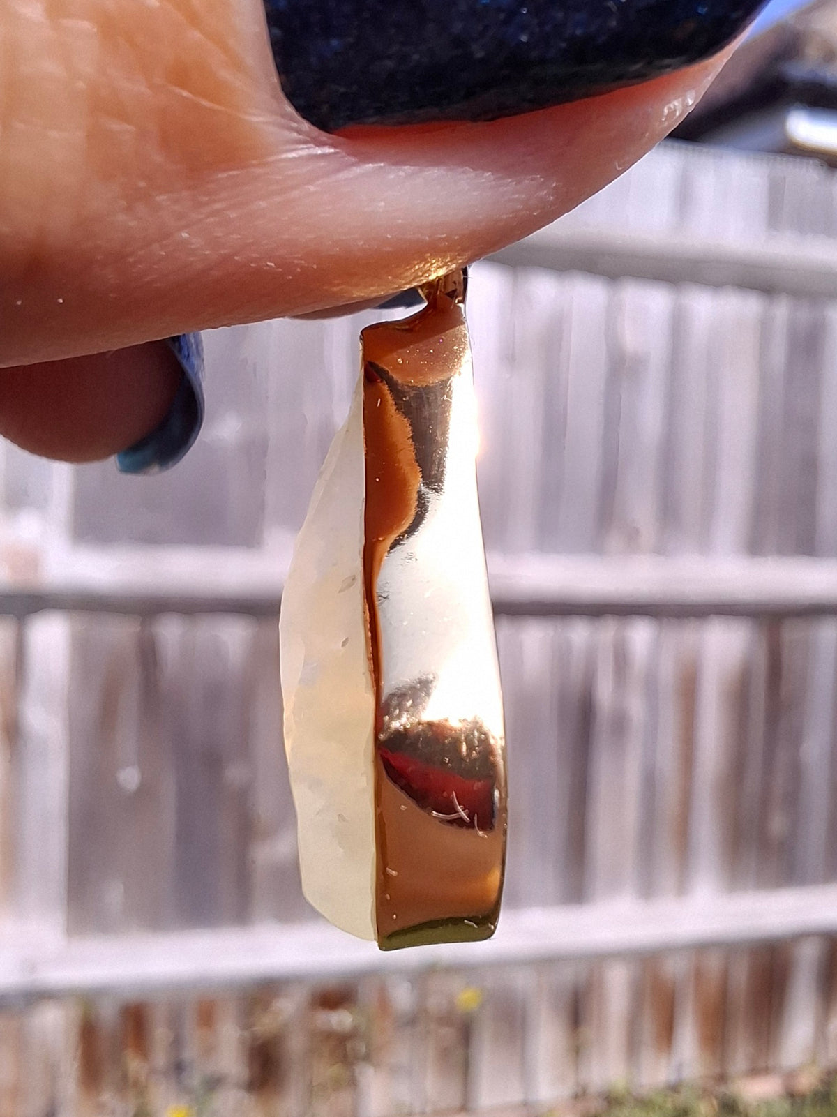 Libyan Desert Glass Pendant, 14K GOLD Plated, Tektite (Ref: LP115)