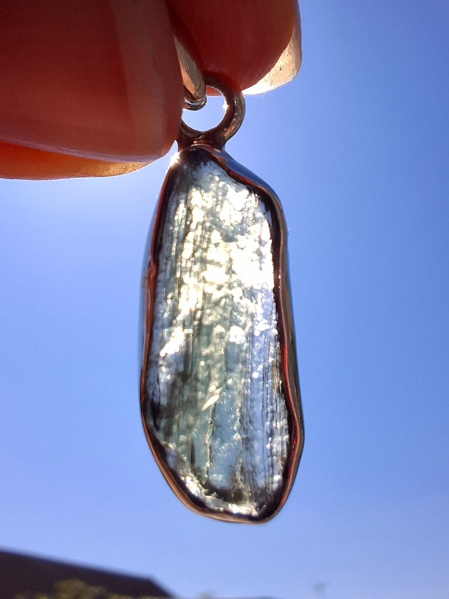 Moldavite Pendant, 925 Silver, Tektite (Ref: P11)