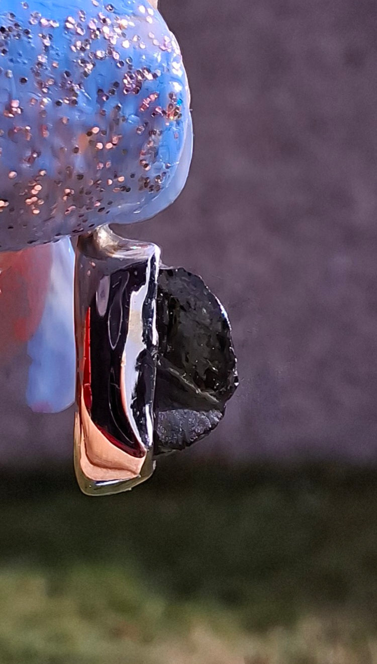 Moldavite Pendant, 925 Silver, Tektite (Ref: P51)
