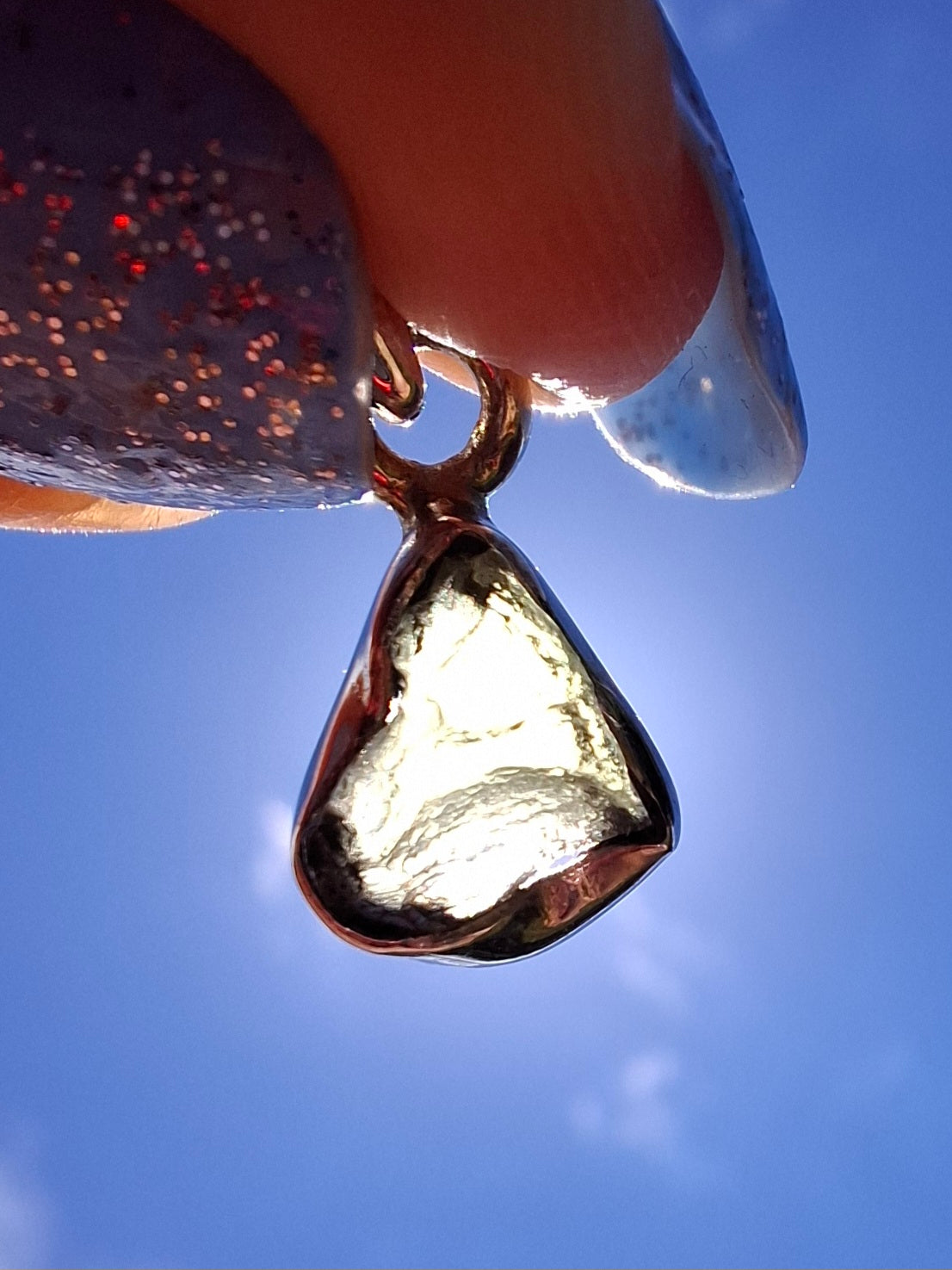 Moldavite Pendant, 925 Silver, Tektite (Ref: P68)
