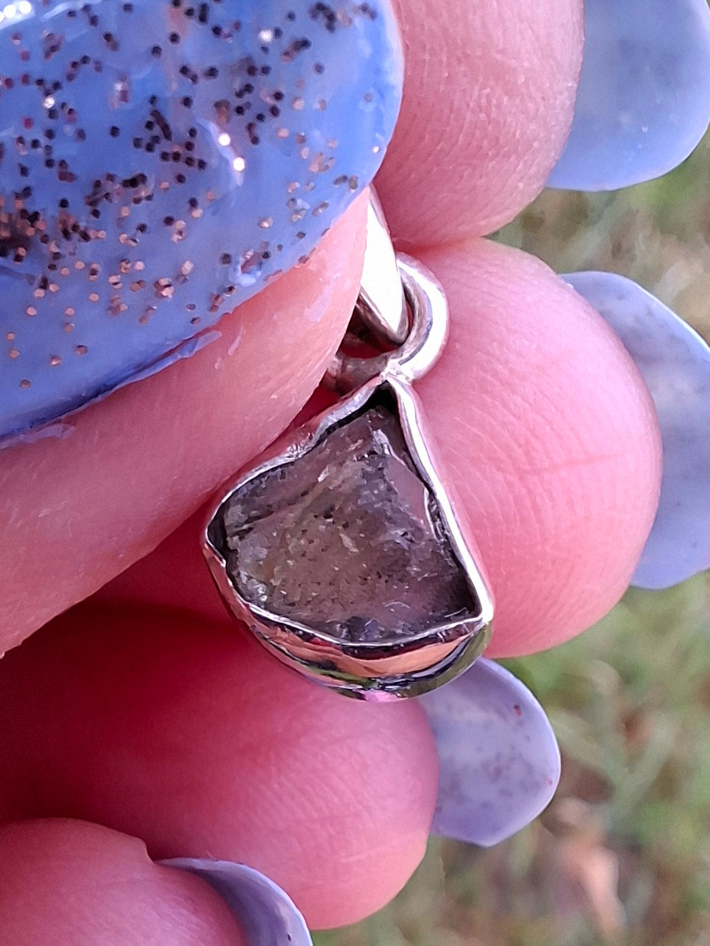 Moldavite Pendant, 925 Silver, Tektite (Ref: P38)
