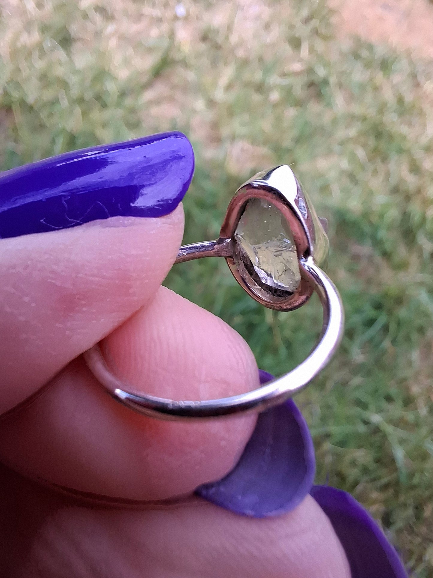 Libyan Desert Glass Ring, size J, 925 Silver, Tektite (Ref: LR6)