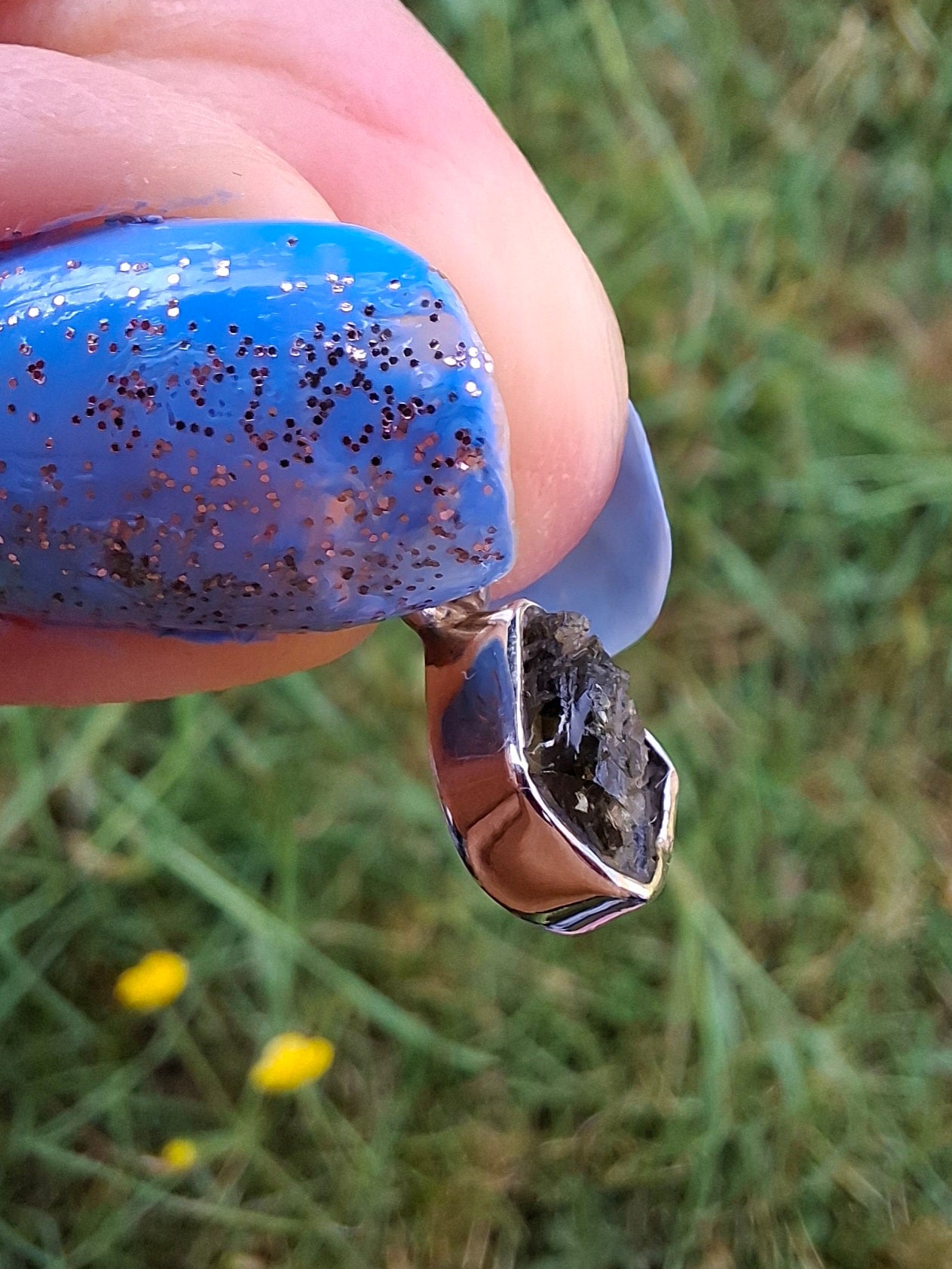 Moldavite Pendant, 925 Silver, Tektite (Ref: P29)