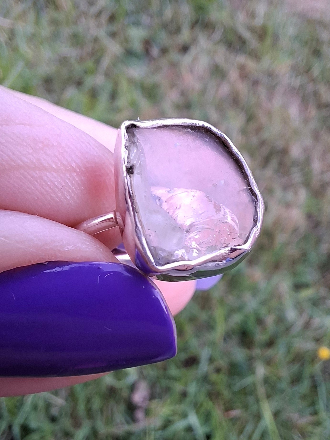 Libyan Desert Glass Ring, size large U, 925 Silver, Tektite (Ref: LR53)
