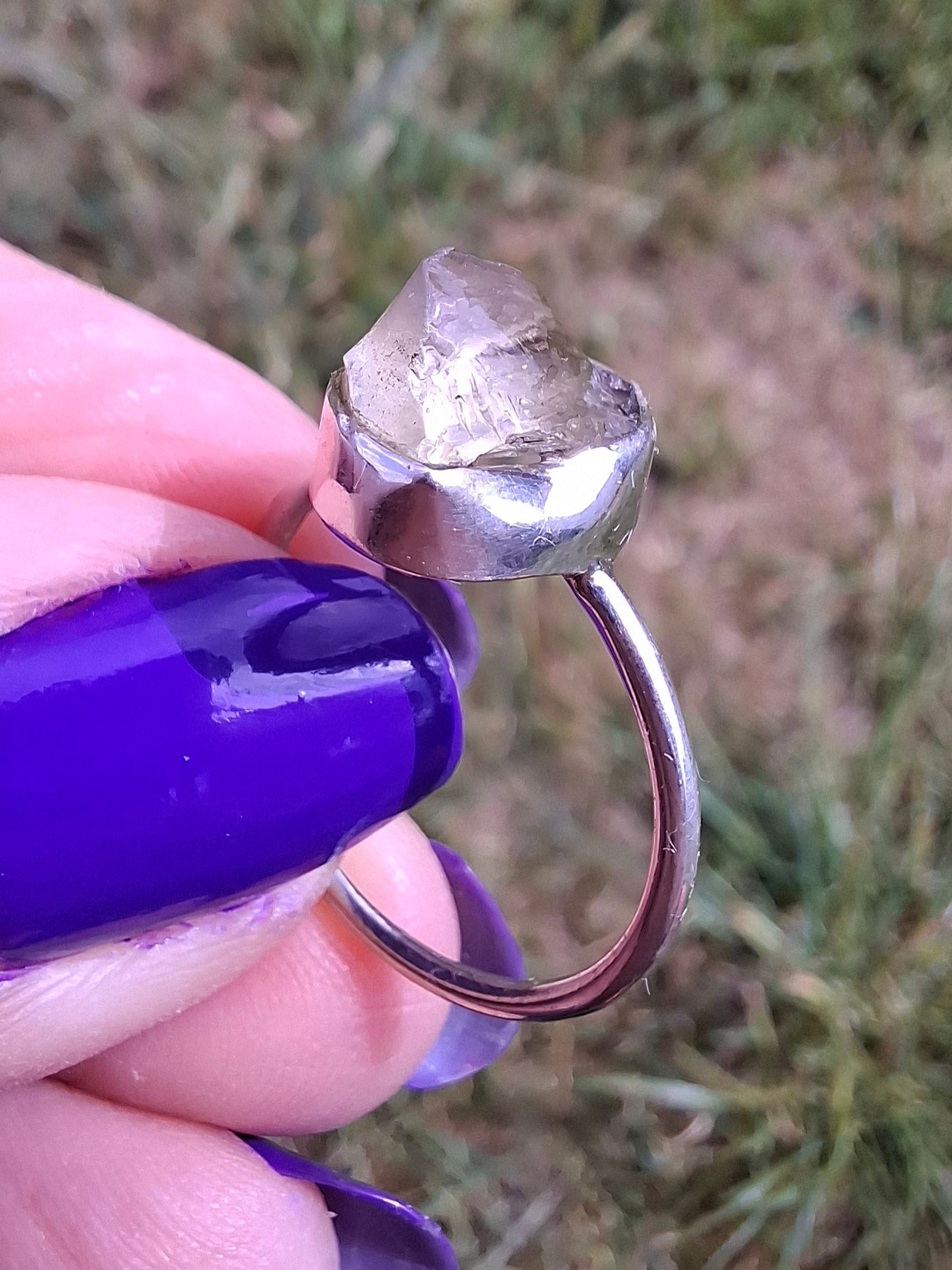 Libyan Desert Glass Ring, size small P, 925 Silver, Tektite (Ref: LR25)