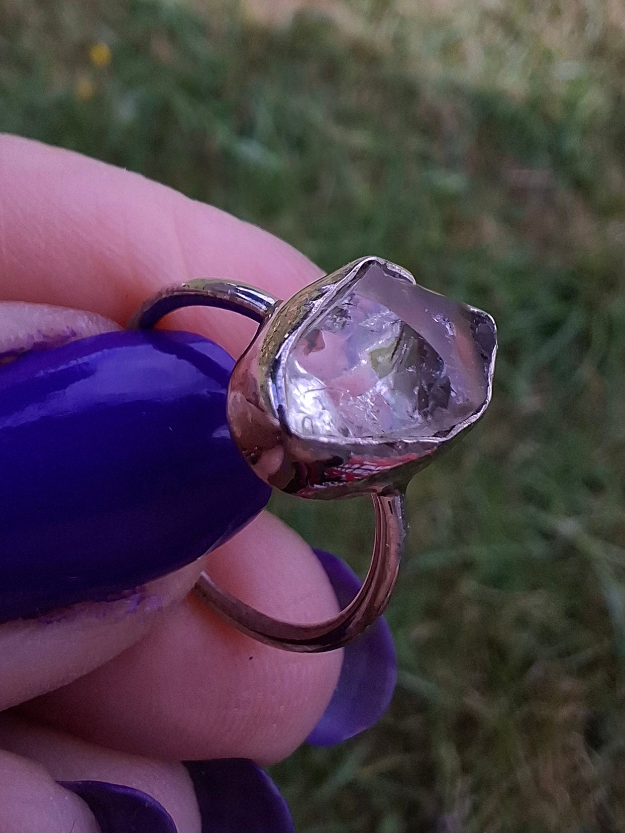 Libyan Desert Glass Ring, size J, 925 Silver, Tektite (Ref: LR6)