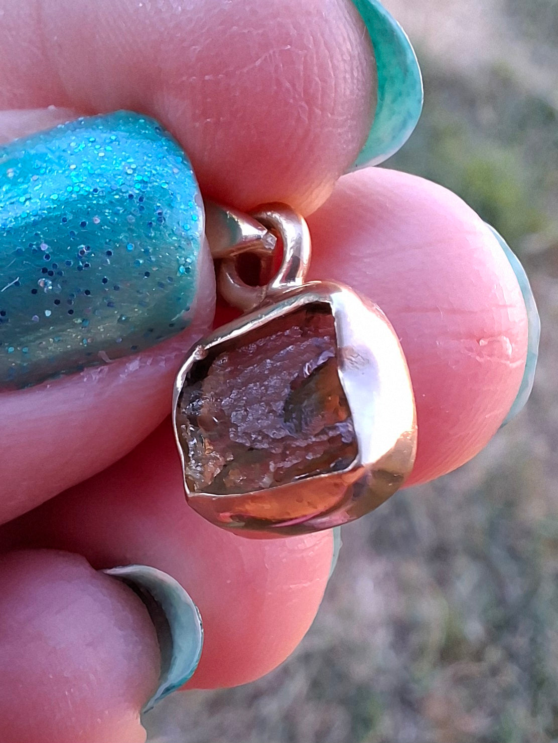 Moldavite Pendant, 14K GOLD Plated, Tektite (Ref: P453)