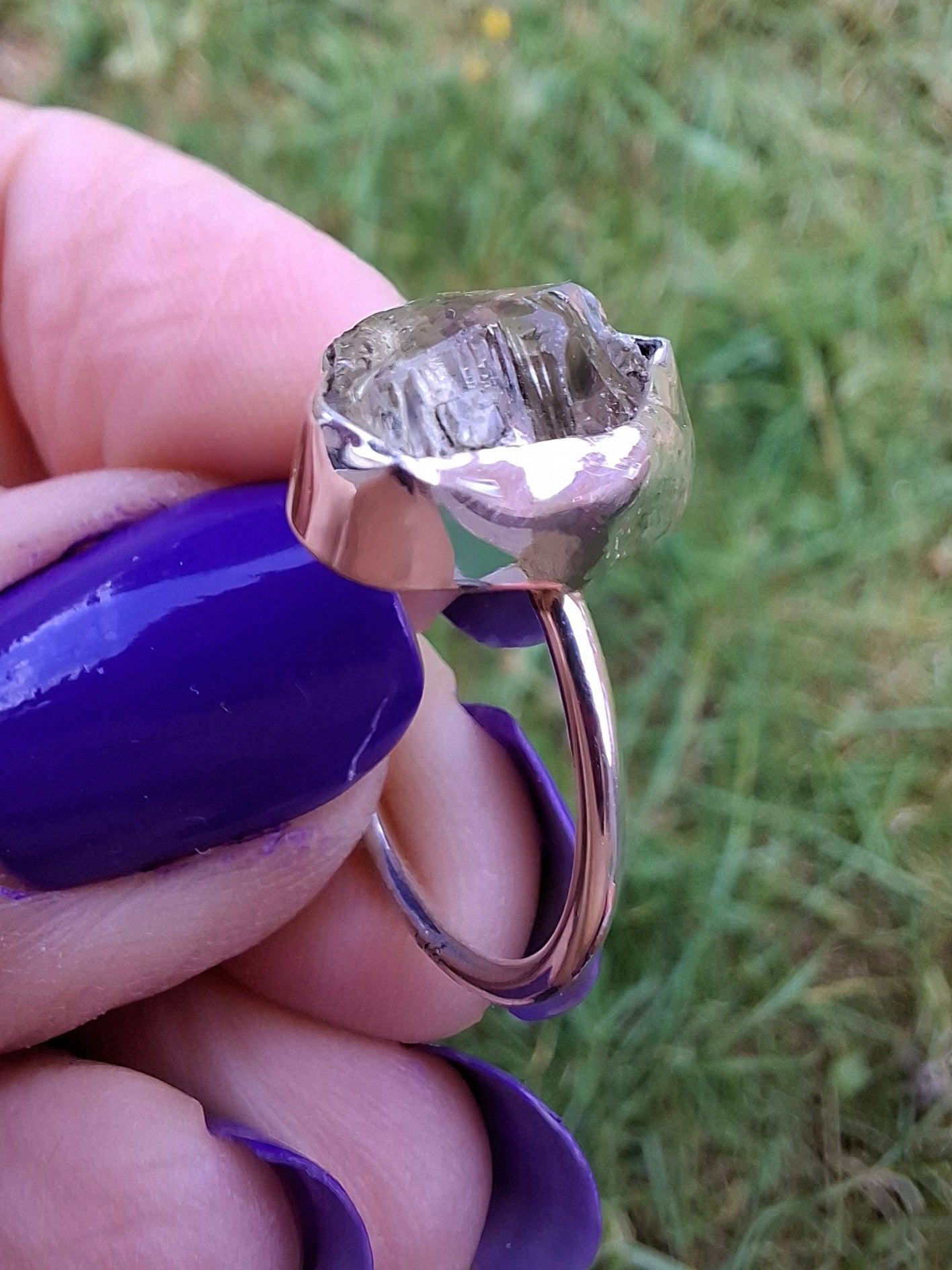 Libyan Desert Glass Ring, size large K, 925 Silver, Tektite (Ref: LR16)