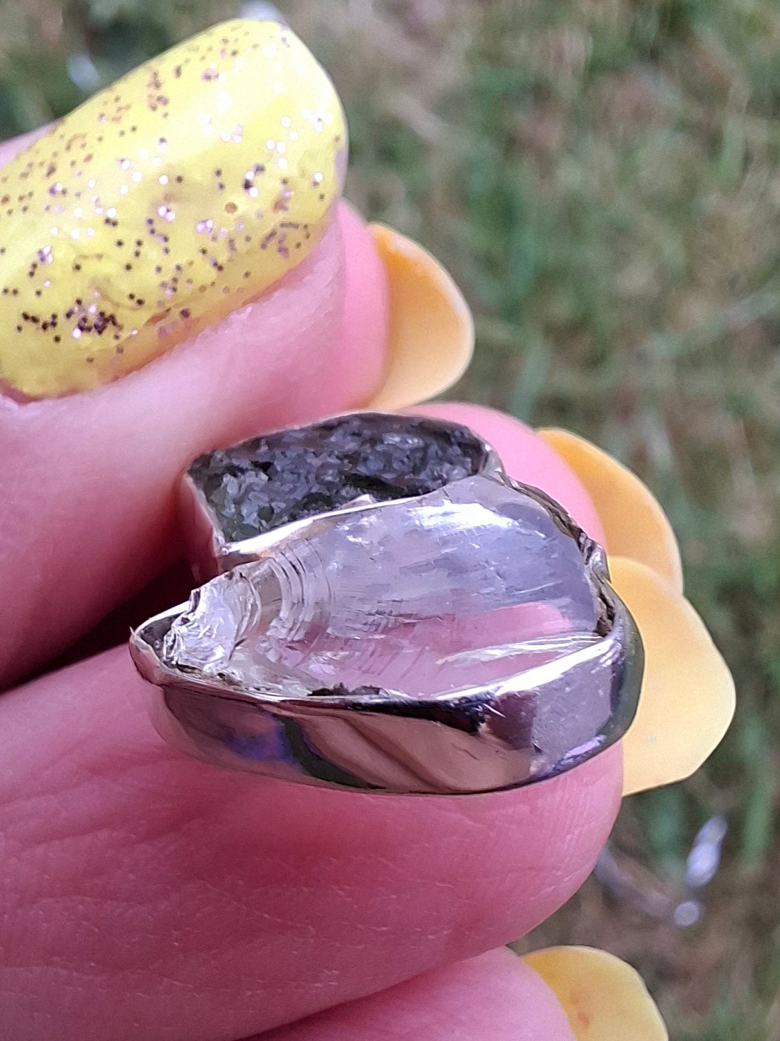 Moldavite & Libyan Desert Glass Pendant, 925 Silver, Tektite (Ref: MLP4)