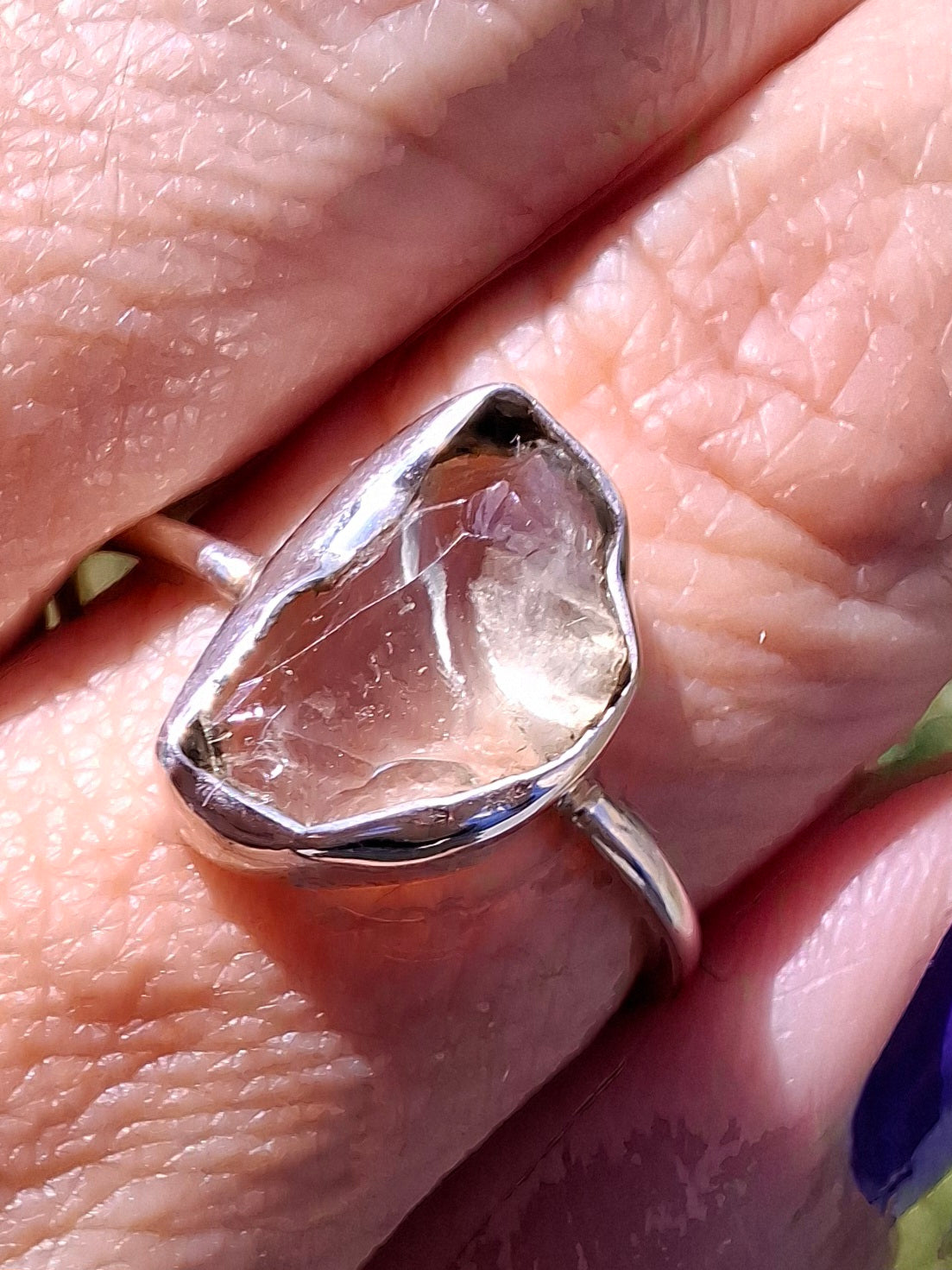 Libyan Desert Glass Ring, size large W, 925 Silver, Tektite (Ref: LR63)