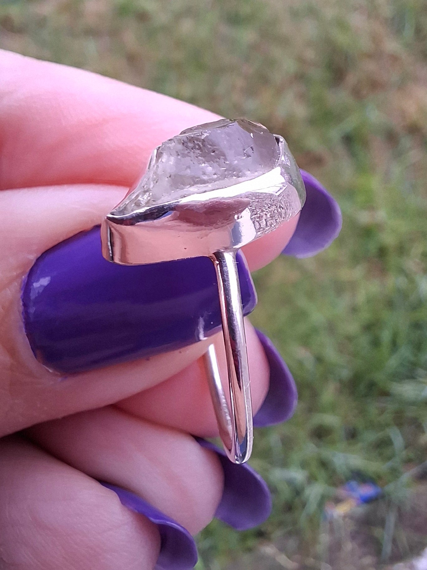 Libyan Desert Glass Ring, size large O, 925 Silver, Tektite (Ref: LR23)