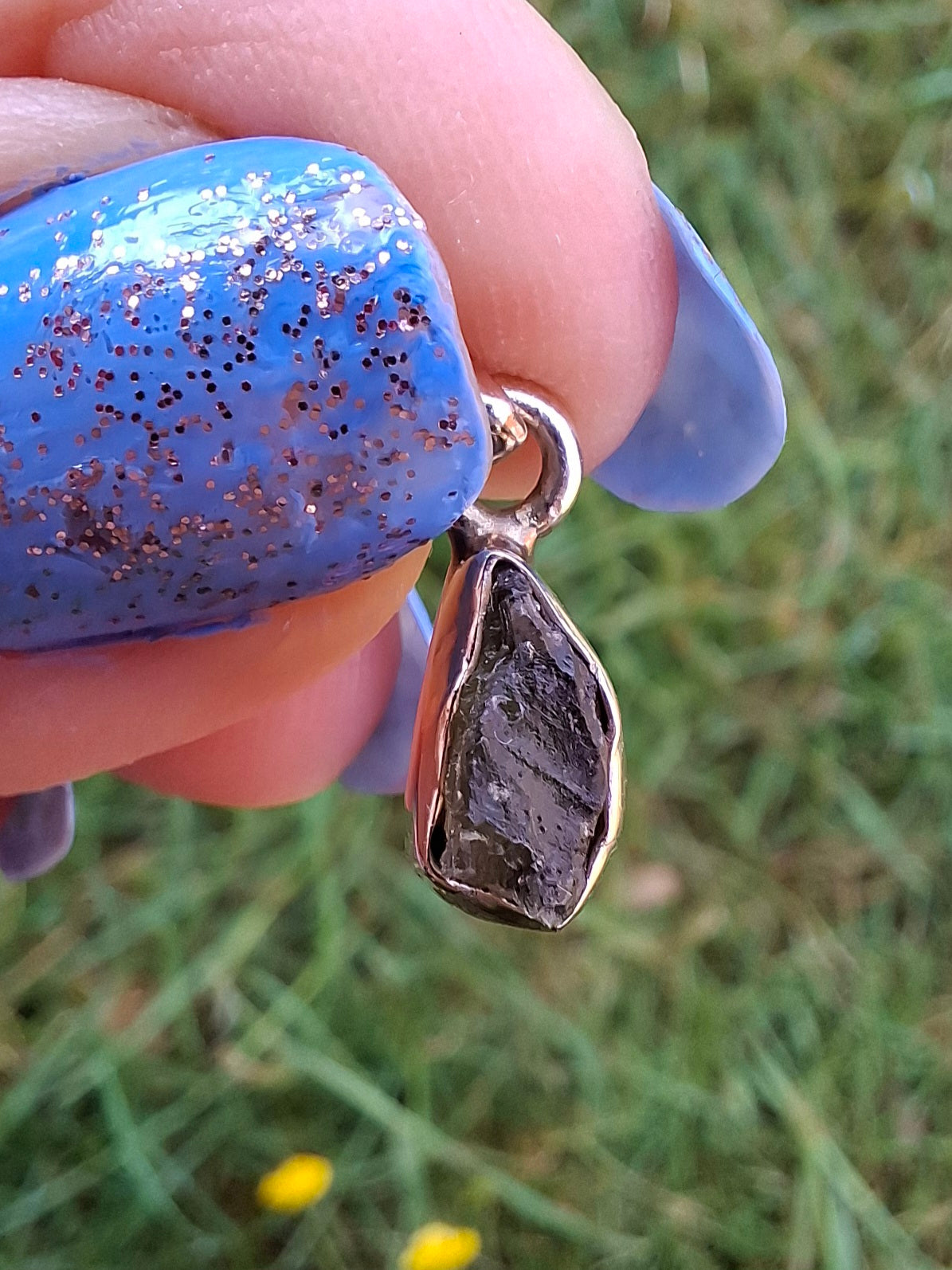 Moldavite Pendant, 925 Silver, Tektite (Ref: P32)