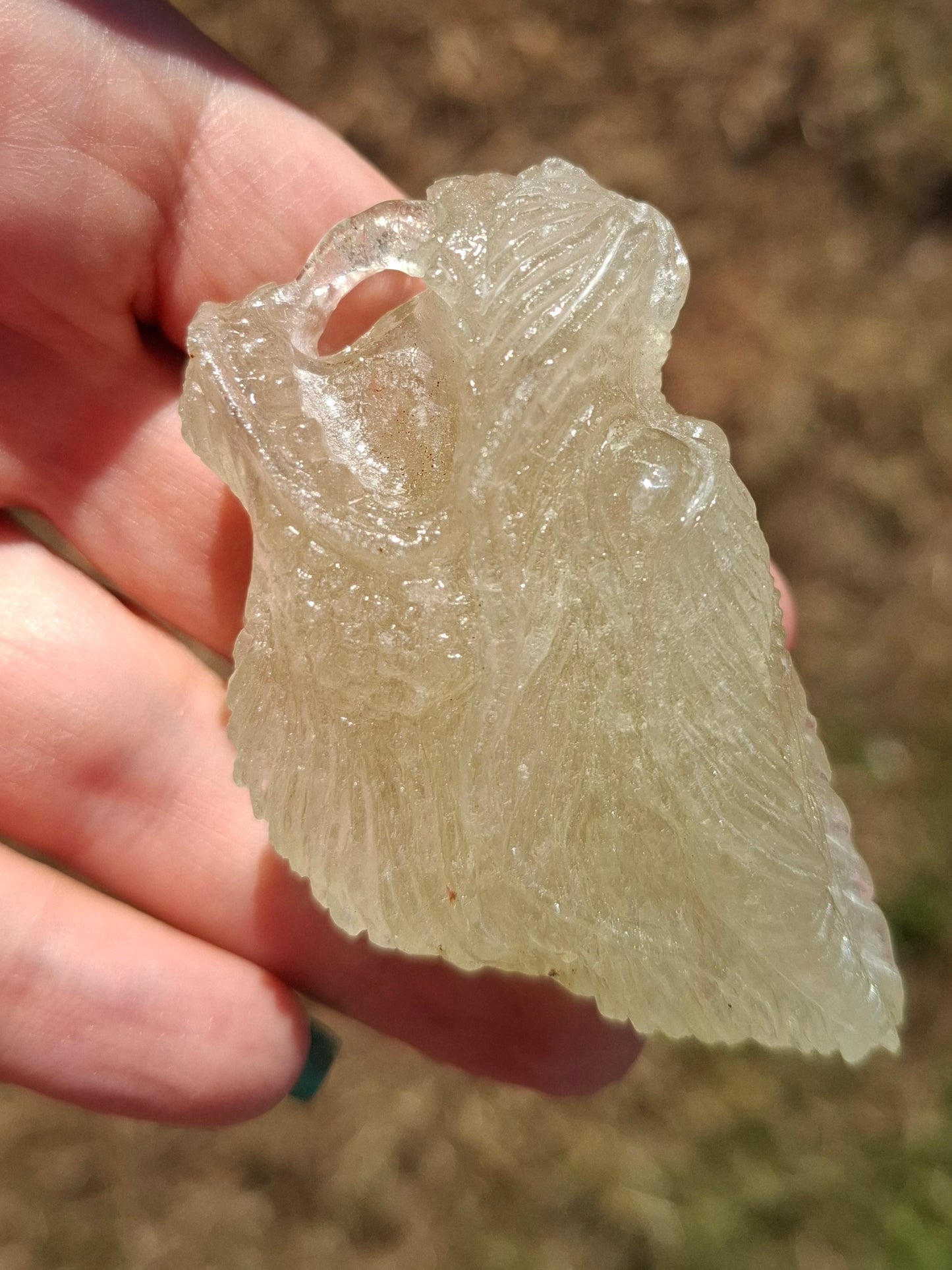 Libyan Desert Glass DRAGON HEAD Carving, 75.84g, Tektite (Ref: Dragon1)