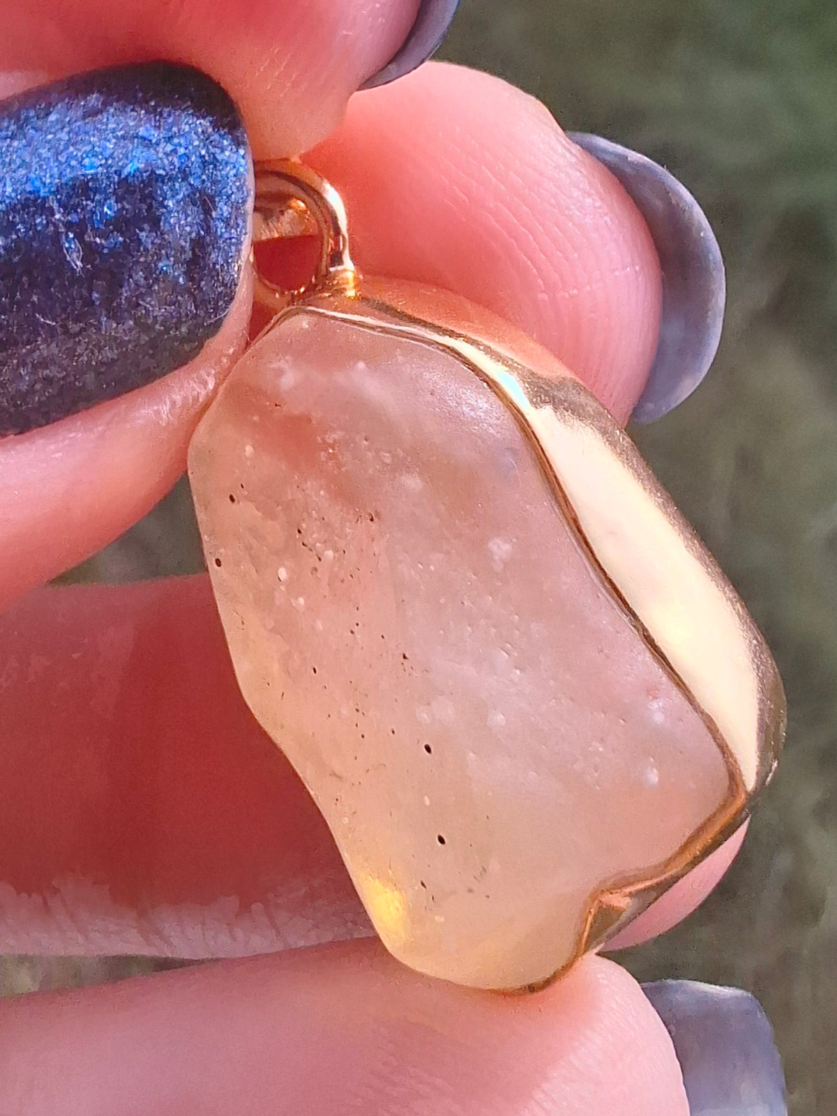 Libyan Desert Glass Pendant, 14K GOLD Plated, Tektite (Ref: LP123)