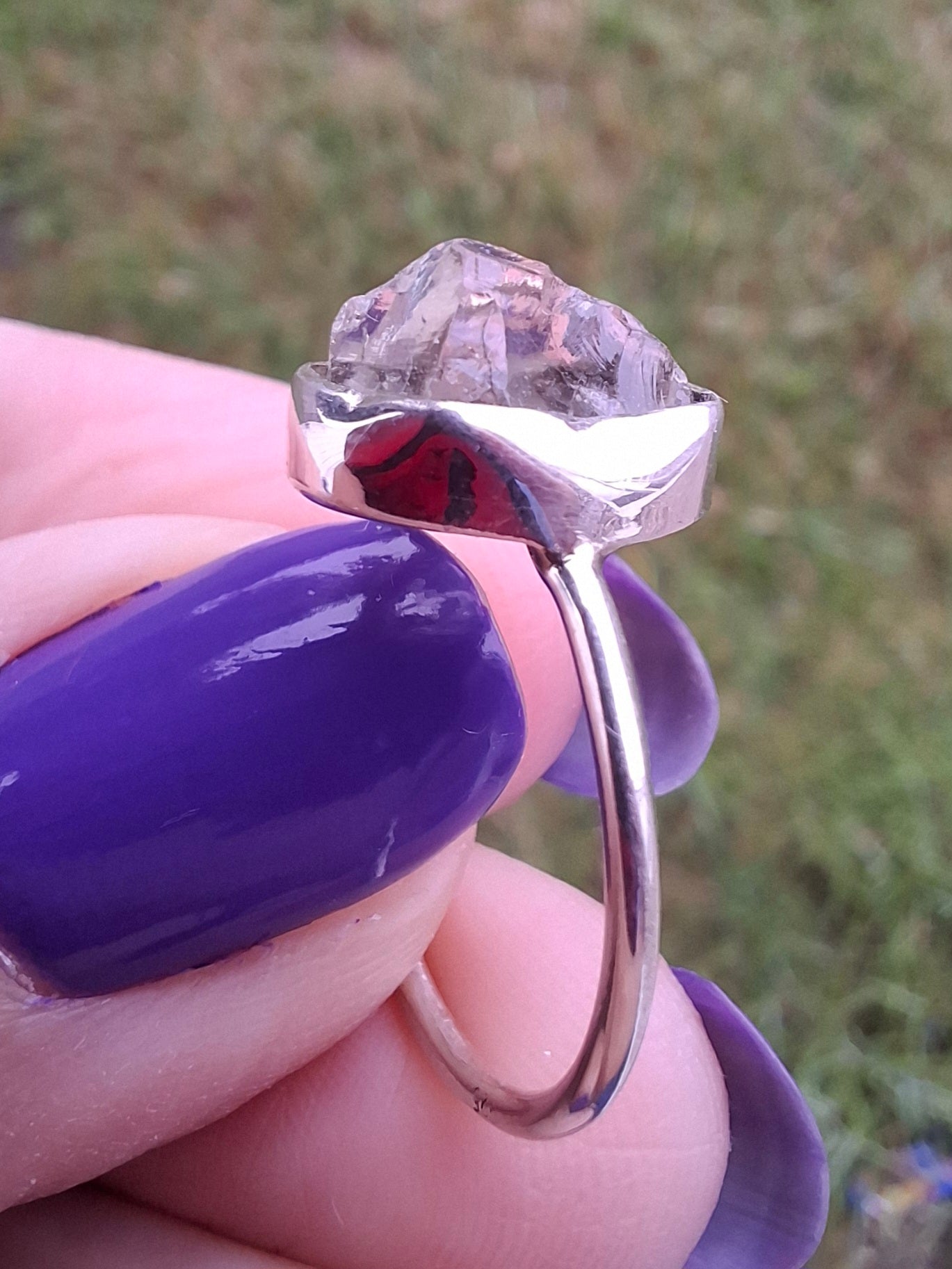Libyan Desert Glass Ring, size large O, 925 Silver, Tektite (Ref: LR22)
