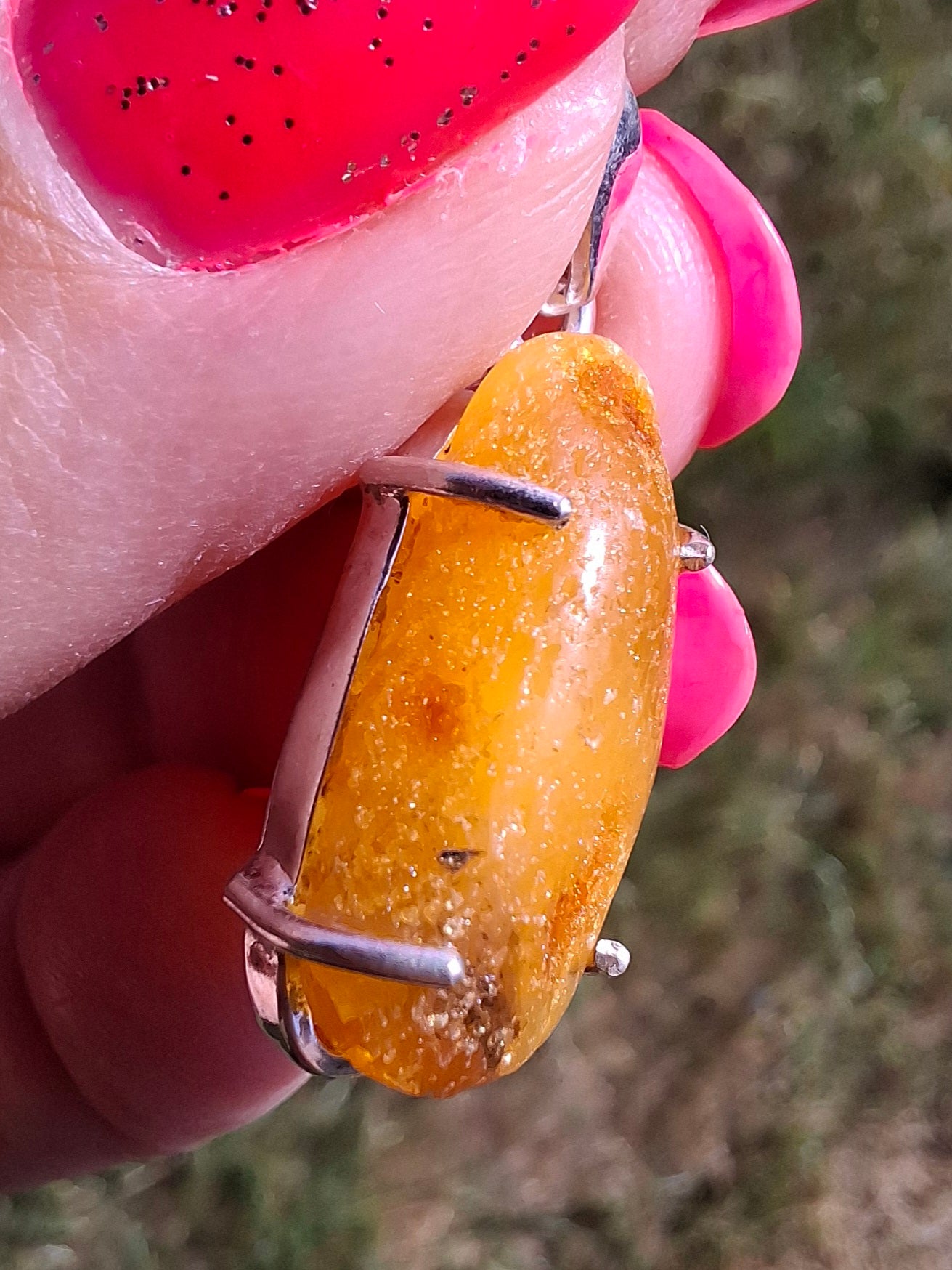 Baltic Amber Pendant, 925 Silver, Fossil (Ref: AP8)