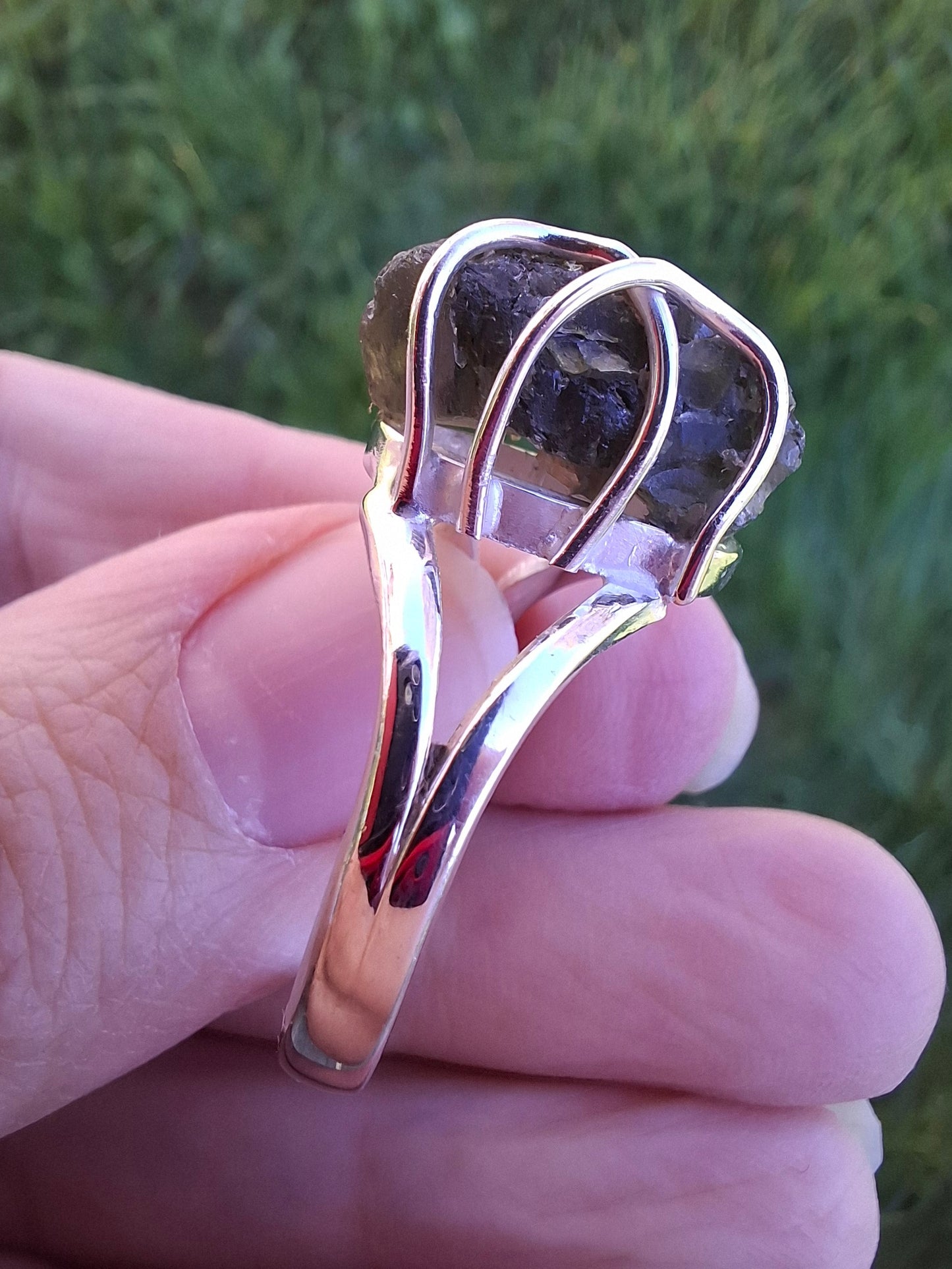 Moldavite Ring, size Y, 925 Silver, Tektite (Ref: R17)