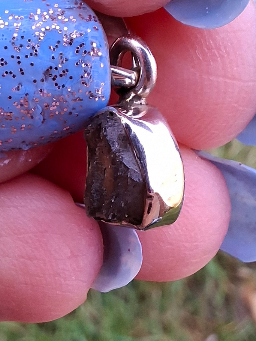 Moldavite Pendant, 925 Silver, Tektite (Ref: P56)