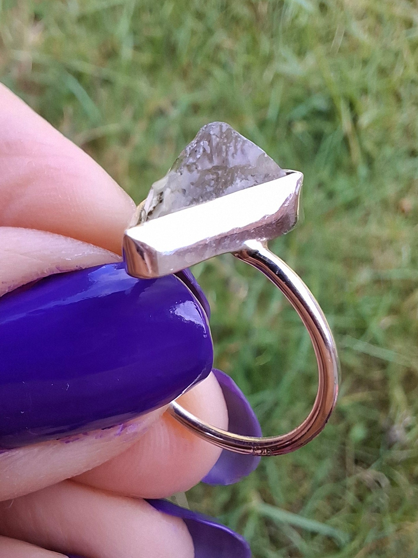 Libyan Desert Glass Ring, size large J/small K, 925 Silver, Tektite (Ref: LR11)