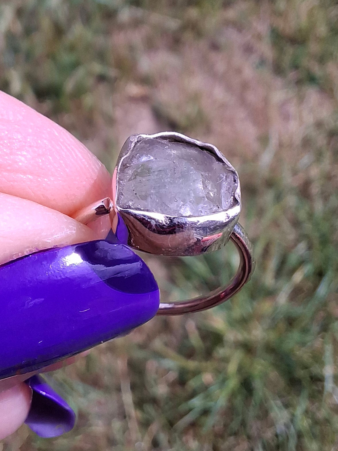 Libyan Desert Glass Ring, size large G/small H, 925 Silver, Tektite (Ref: LR5)