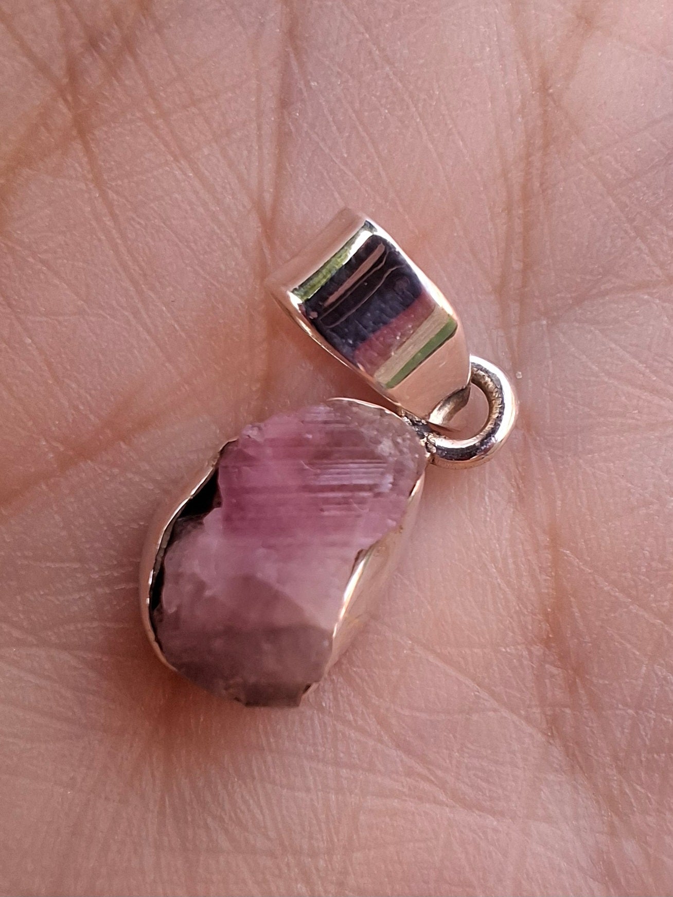 Pink Tourmaline Pendant, 925 Silver, Crystal (Ref: PT71)