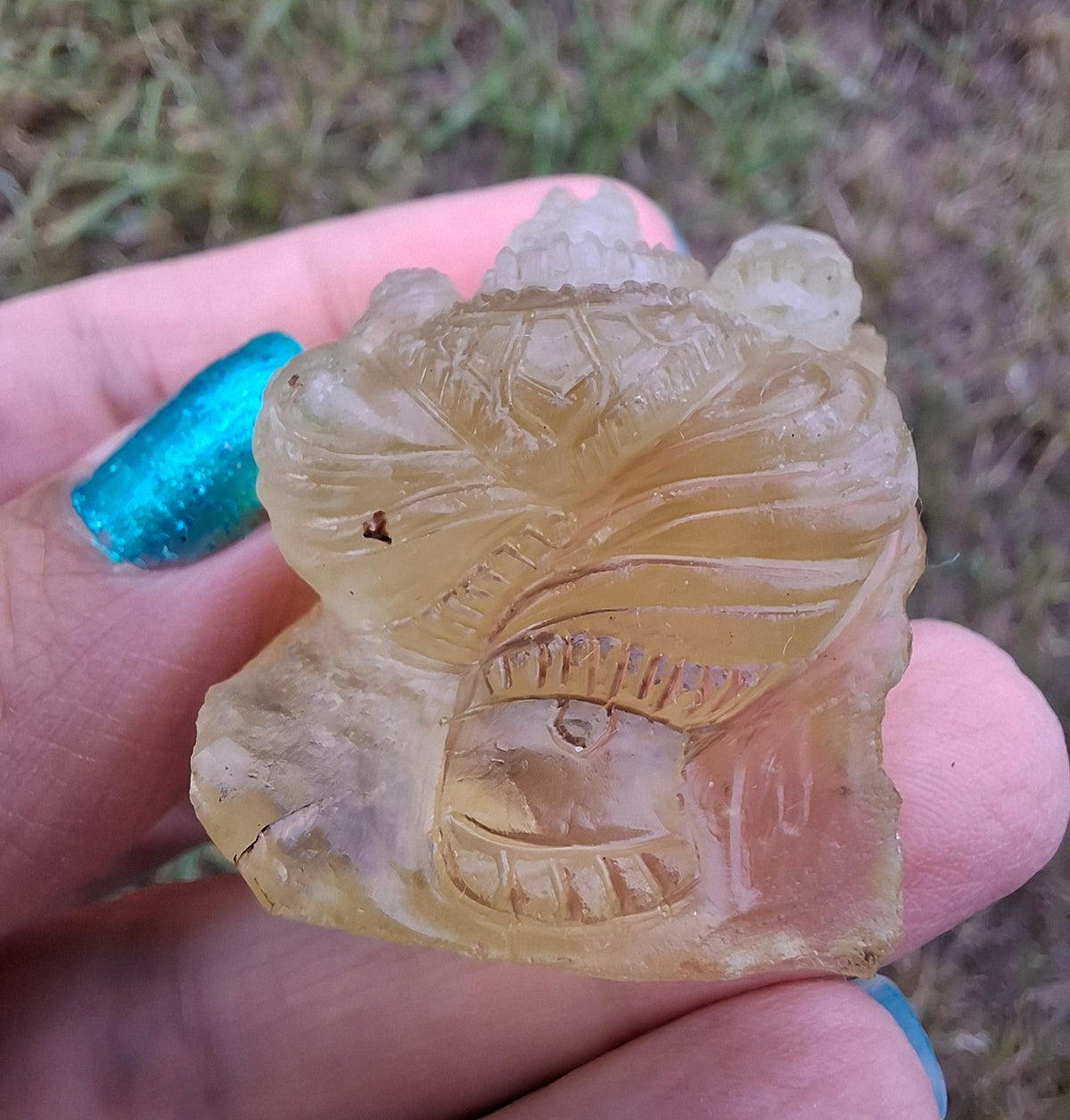 Libyan Desert Glass carving, GANESHA, 26.47g, Tektite (Ref: Ganesha1)