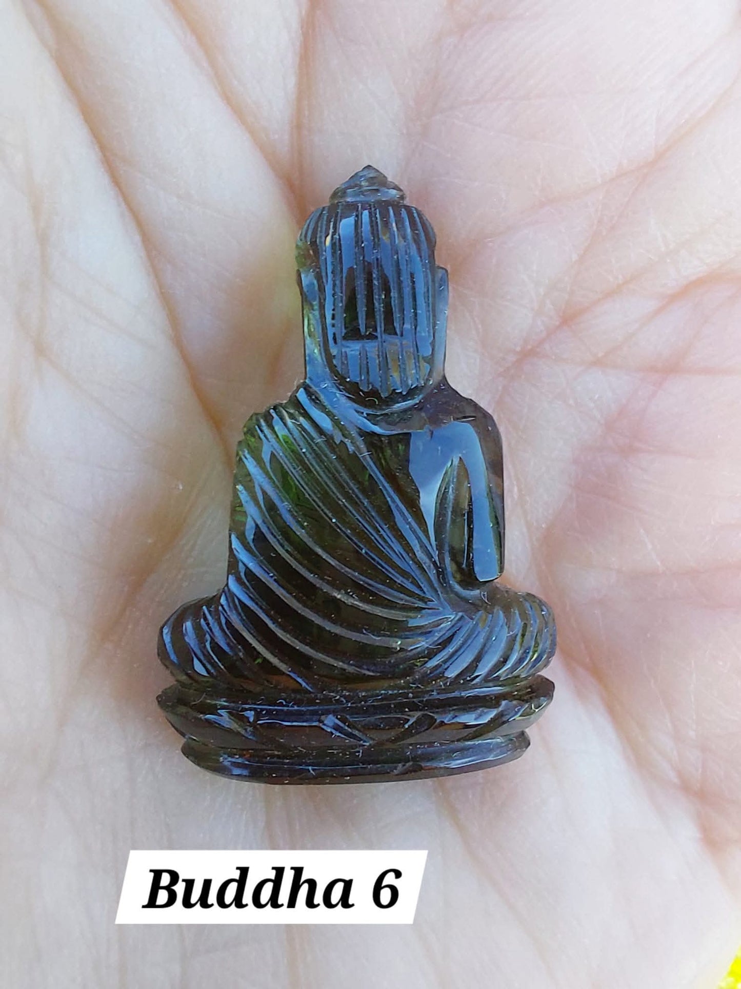 Moldavite BUDDHA Carving, 4.23g, Tektite (Ref: Buddha6)