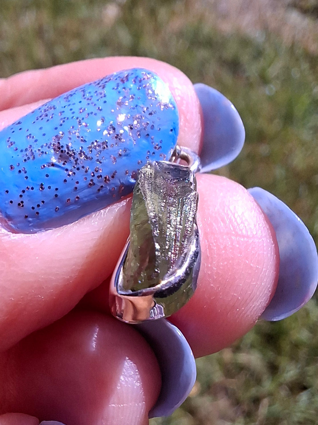 Moldavite Pendant, 925 Silver, Tektite (Ref: P82)