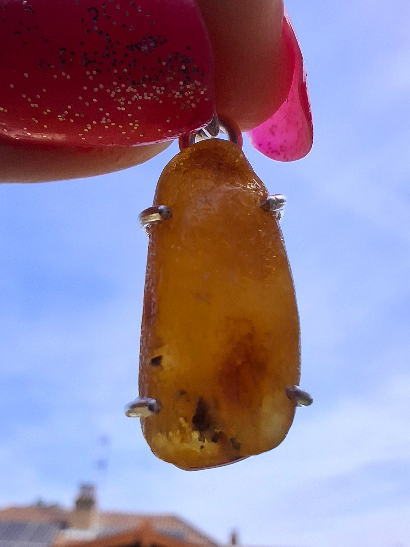 Baltic Amber Pendant, 925 Silver, Fossil (Ref: AP8)