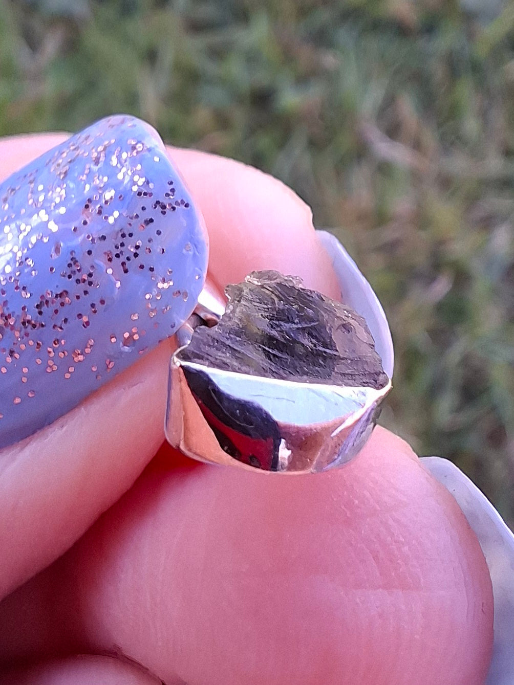 Moldavite Pendant, 925 Silver, Tektite (Ref: P83)