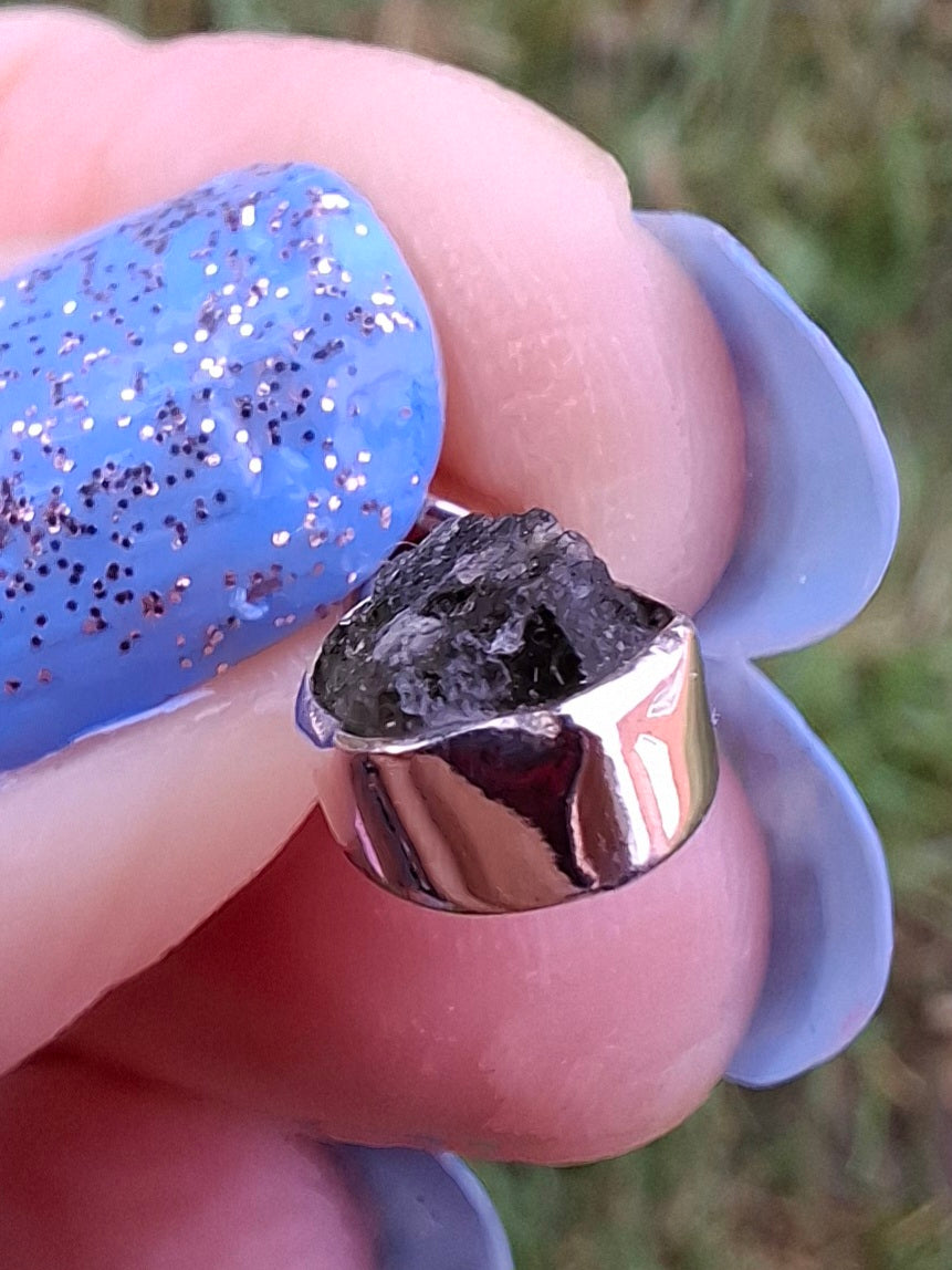 Moldavite Pendant, 925 Silver, Tektite (Ref: P62)