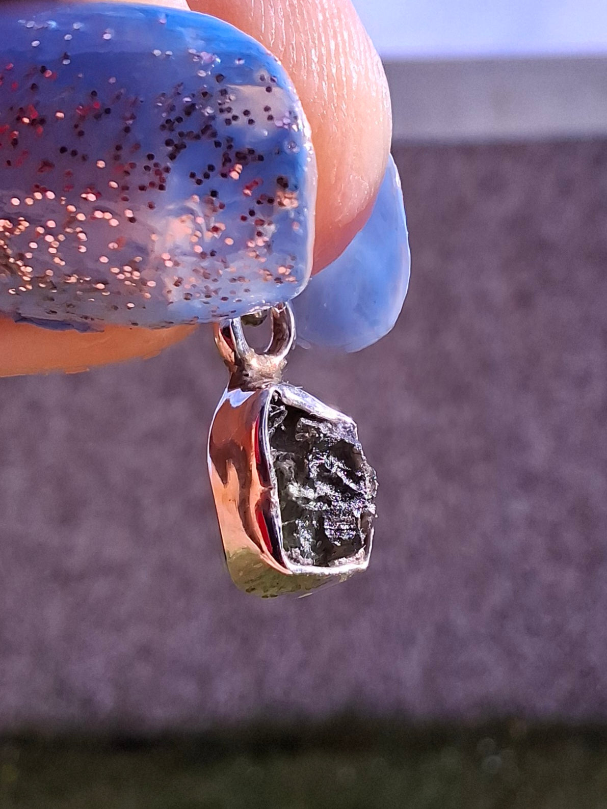 Moldavite Pendant, 925 Silver, Tektite (Ref: P53)