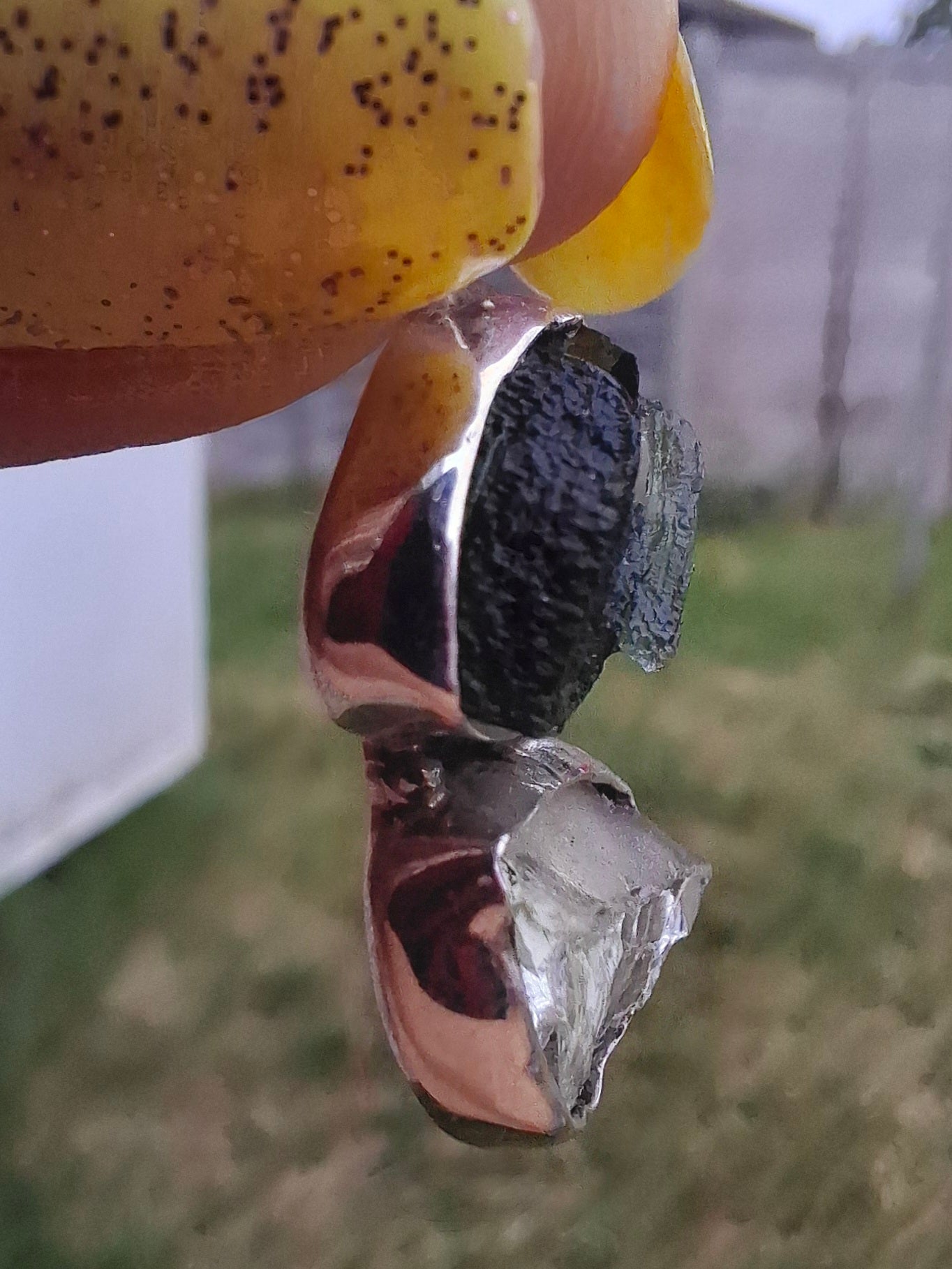 Moldavite & Libyan Desert Glass Pendant, 925 Silver, Tektite (Ref: MLP17)