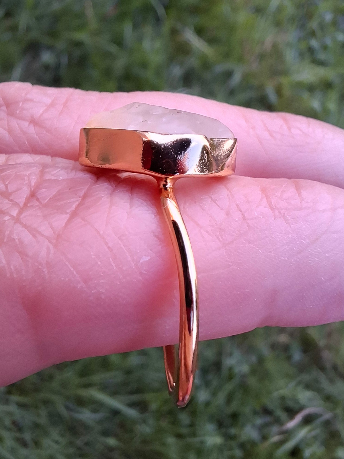 Libyan Desert Glass Ring, 14K GOLD Plated, size R, Tektite (Ref: LR66)