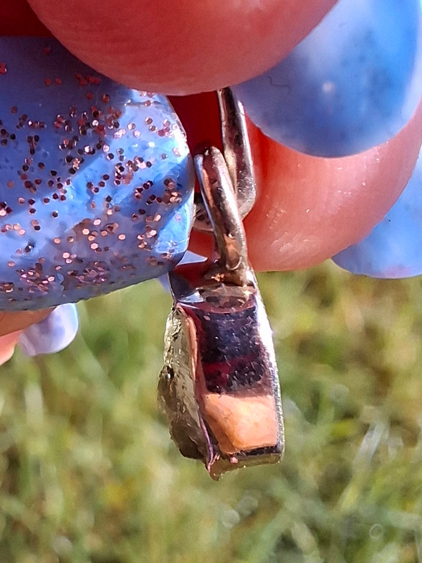 Moldavite Pendant, 925 Silver, Tektite (Ref: P49)