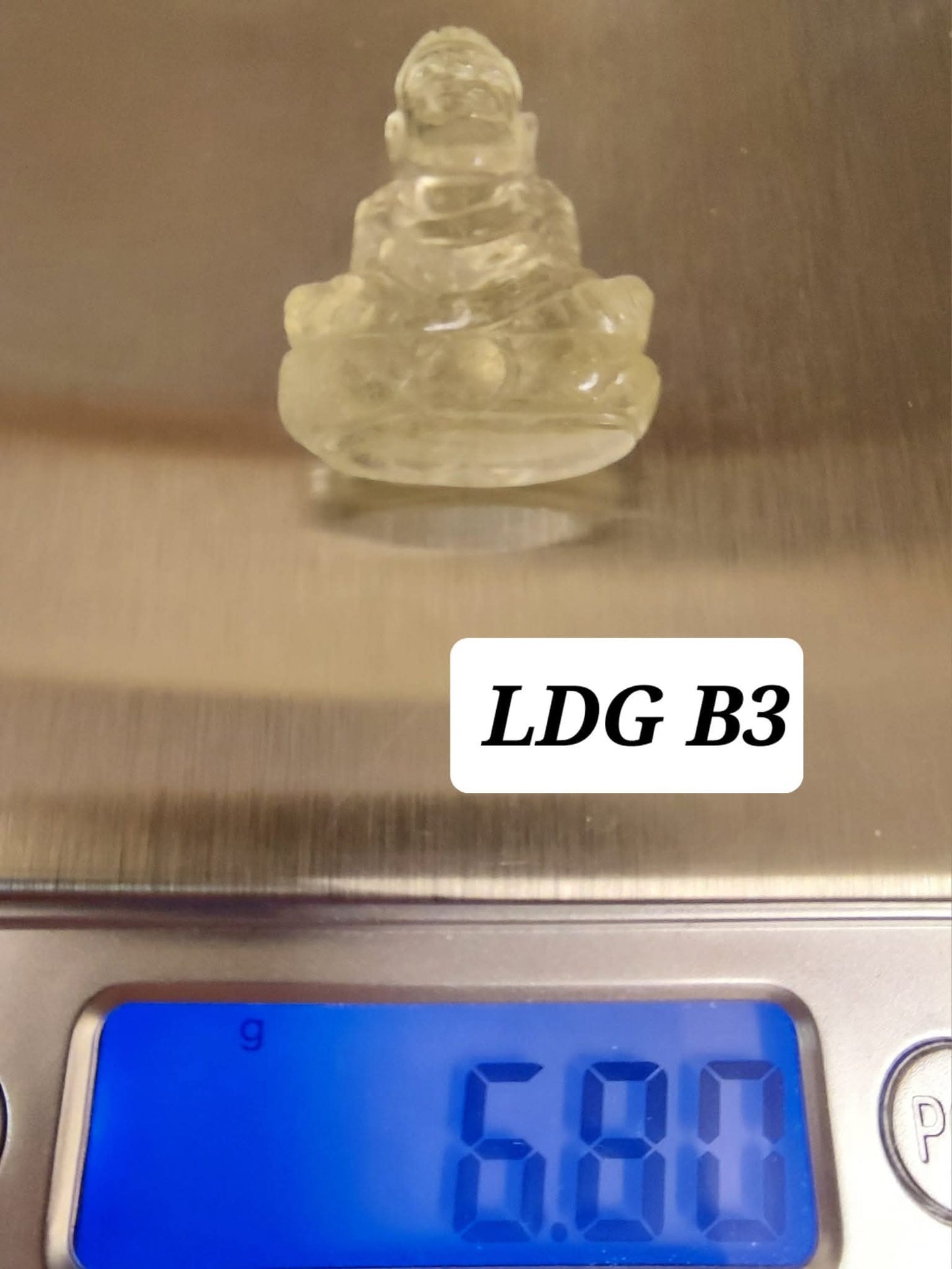 Libyan Desert Glass BUDDHA Carving, 6.80g, Tektite (Ref: LDG B3)
