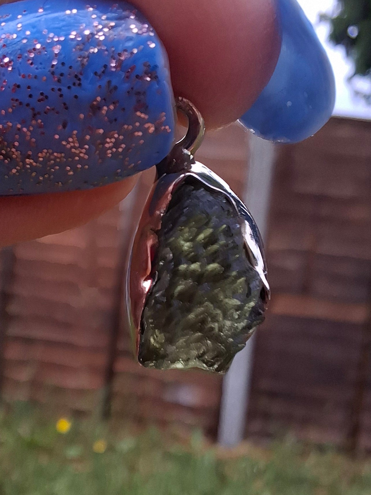 Moldavite Pendant, 925 Silver, Tektite (Ref: P71)
