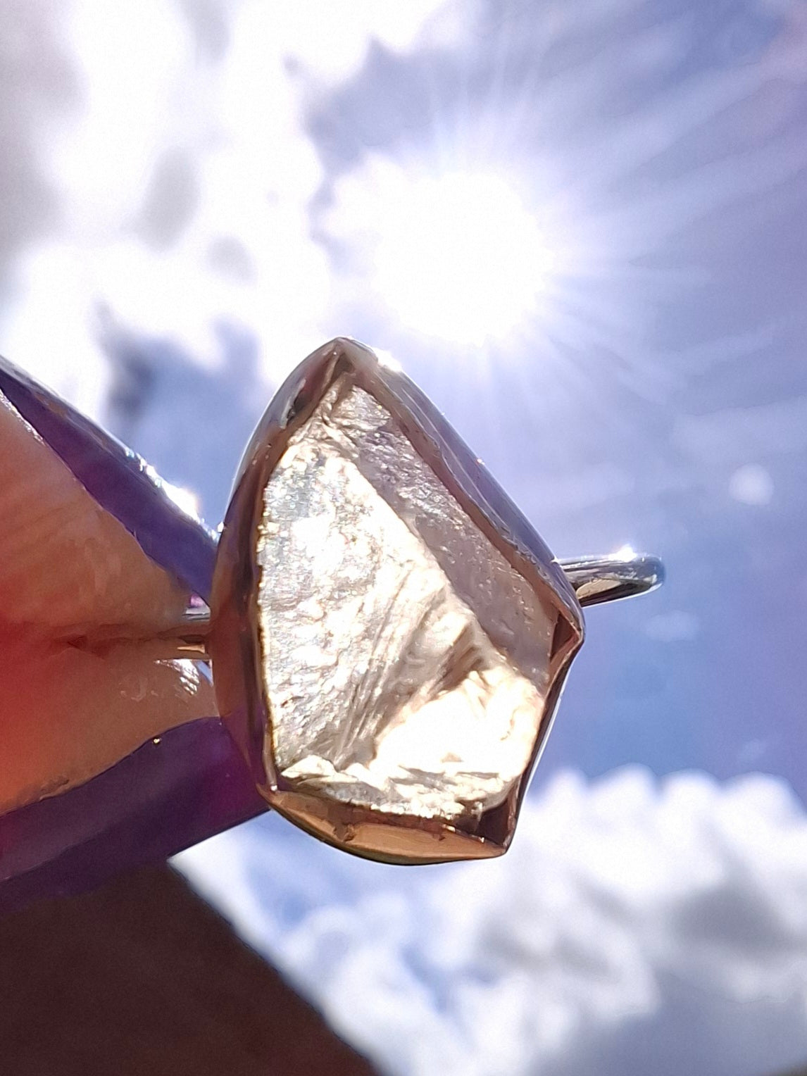 Libyan Desert Glass Ring, size Large O, 925 Silver, Tektite (Ref: LR21)