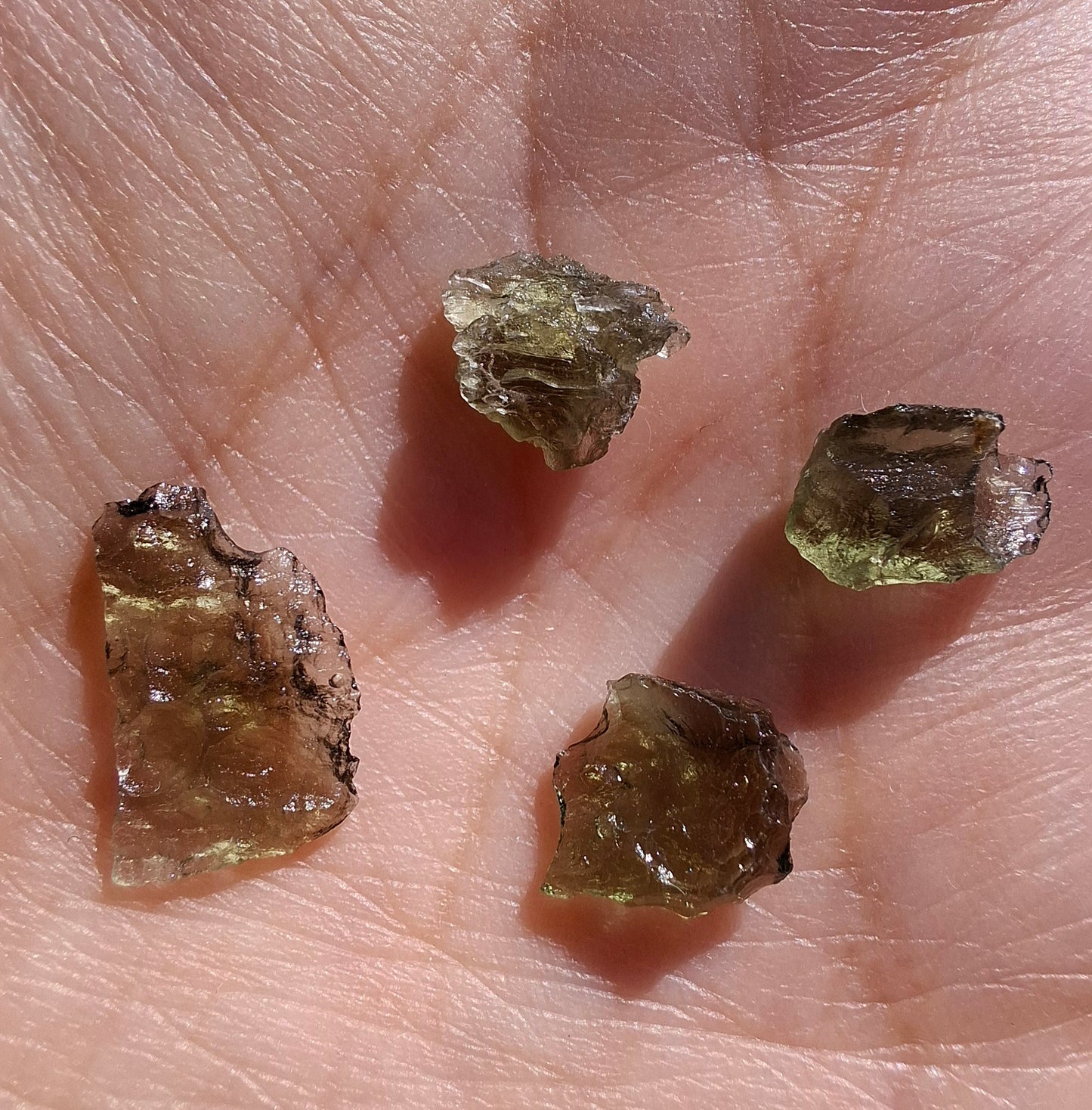 Moldavite chip Bundle, 1g, 4 pcs, Tektite (Ref: MB46)